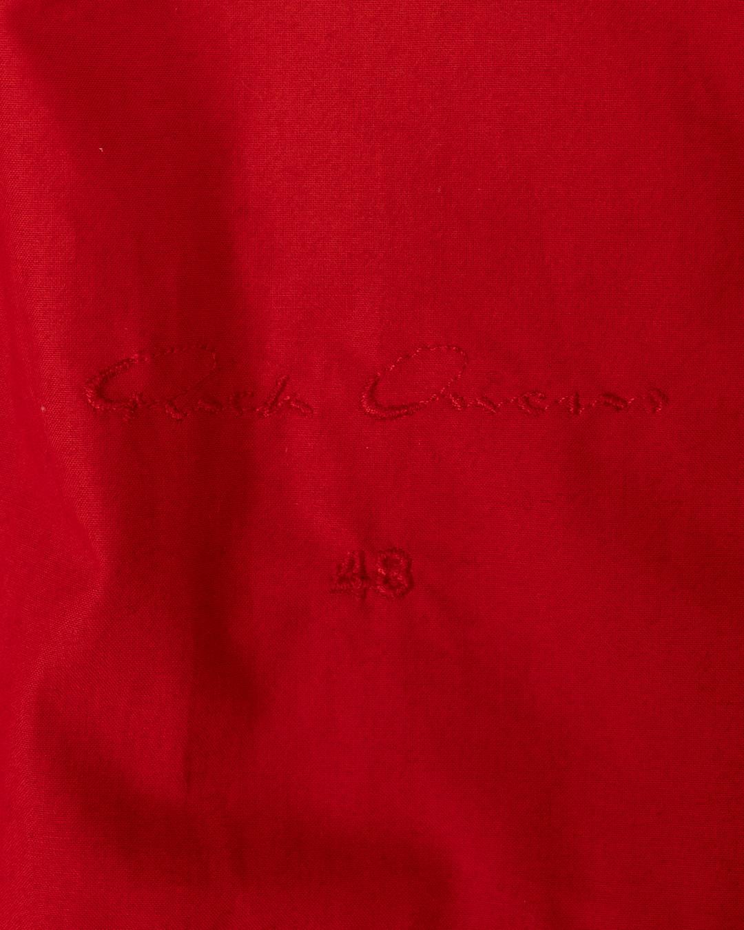 Rick Owens Veste Intarsia en cuir de veau rouge sang en vente 1