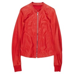 Rick Owens Blood Red Calf Leather Intarsia Jacket