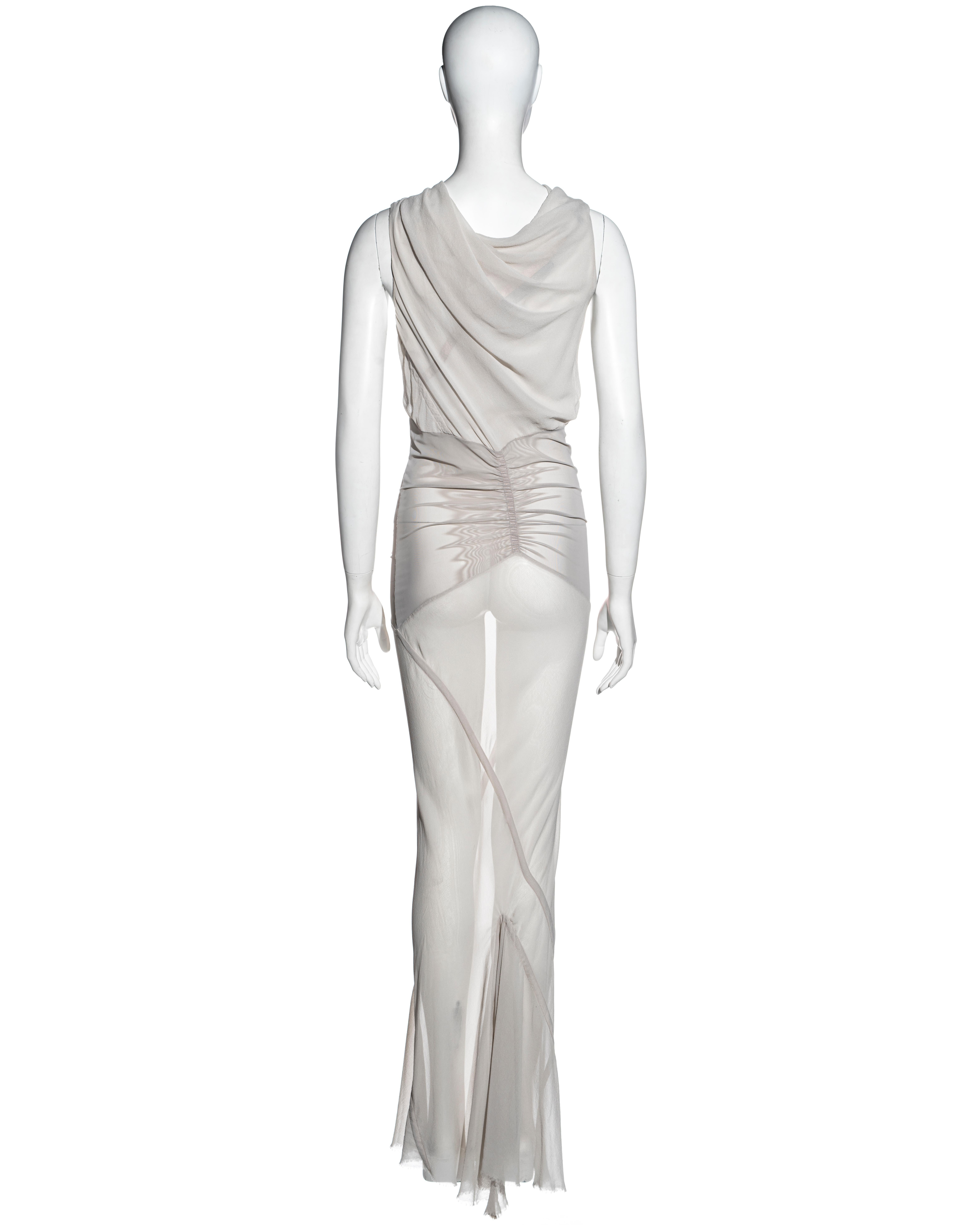 Women's Rick Owens bone silk bias cut maxi dress, ss 2007