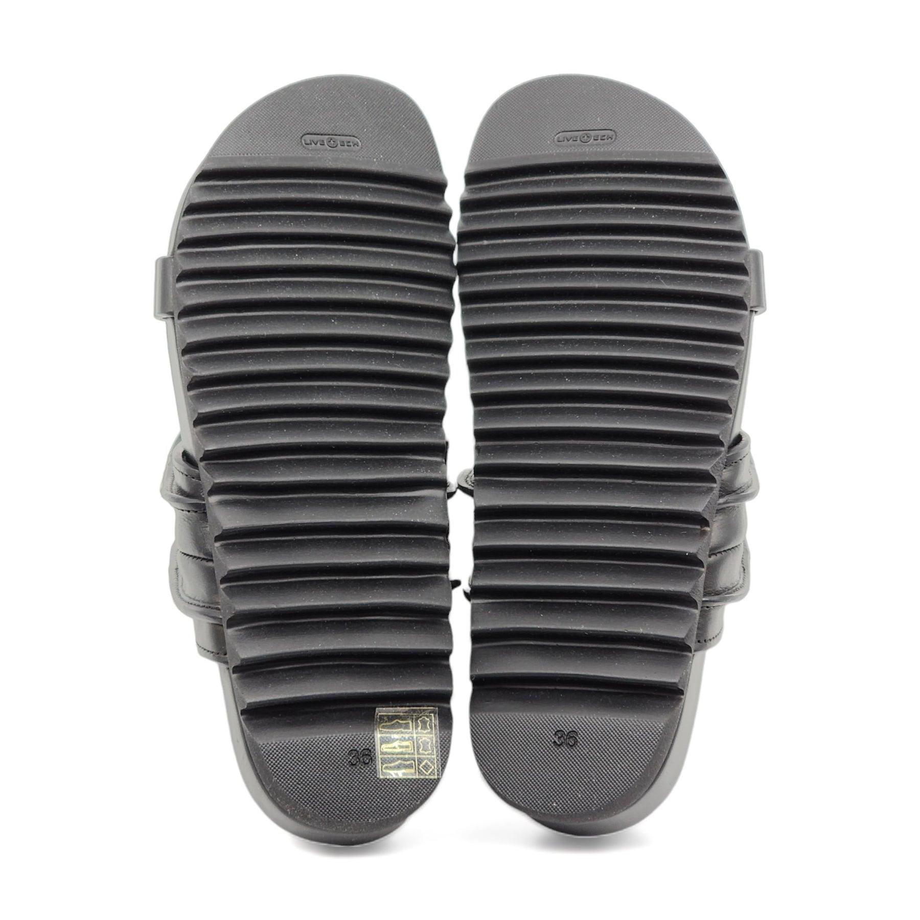 Women's Rick Owens Brancusi Granola Sandals Leather in Black For Sale