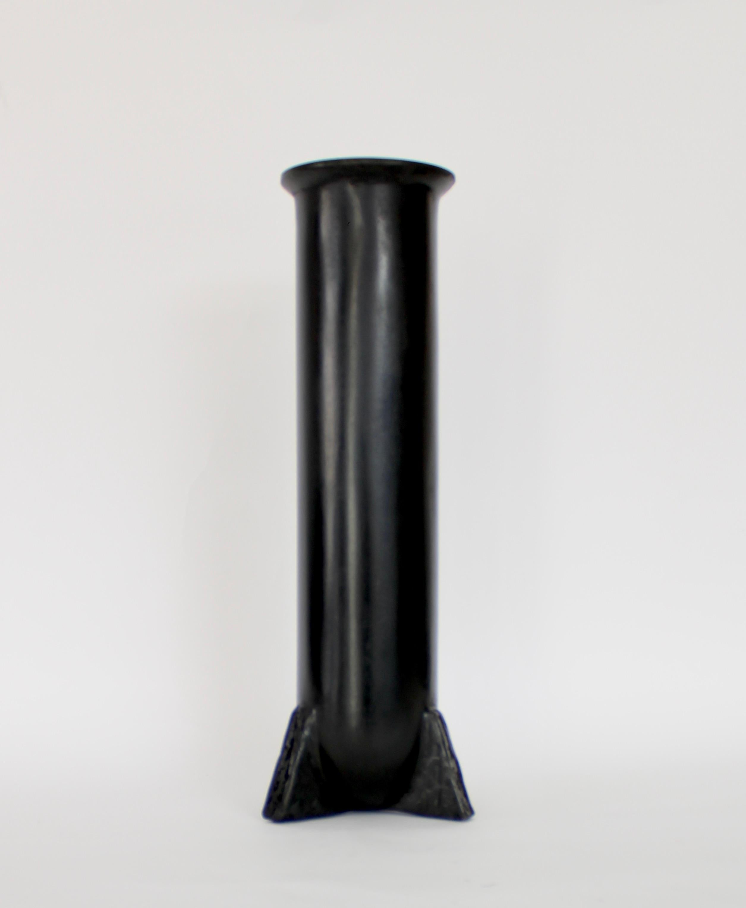 The Urnette vase from the Rick Owens bronze relic collection. This Urnette vase is featured in the black patina. Each bronze vase is signed.
Can be used as vase or sculptural object. Will hold water. Inquire as to immediate availability or by
