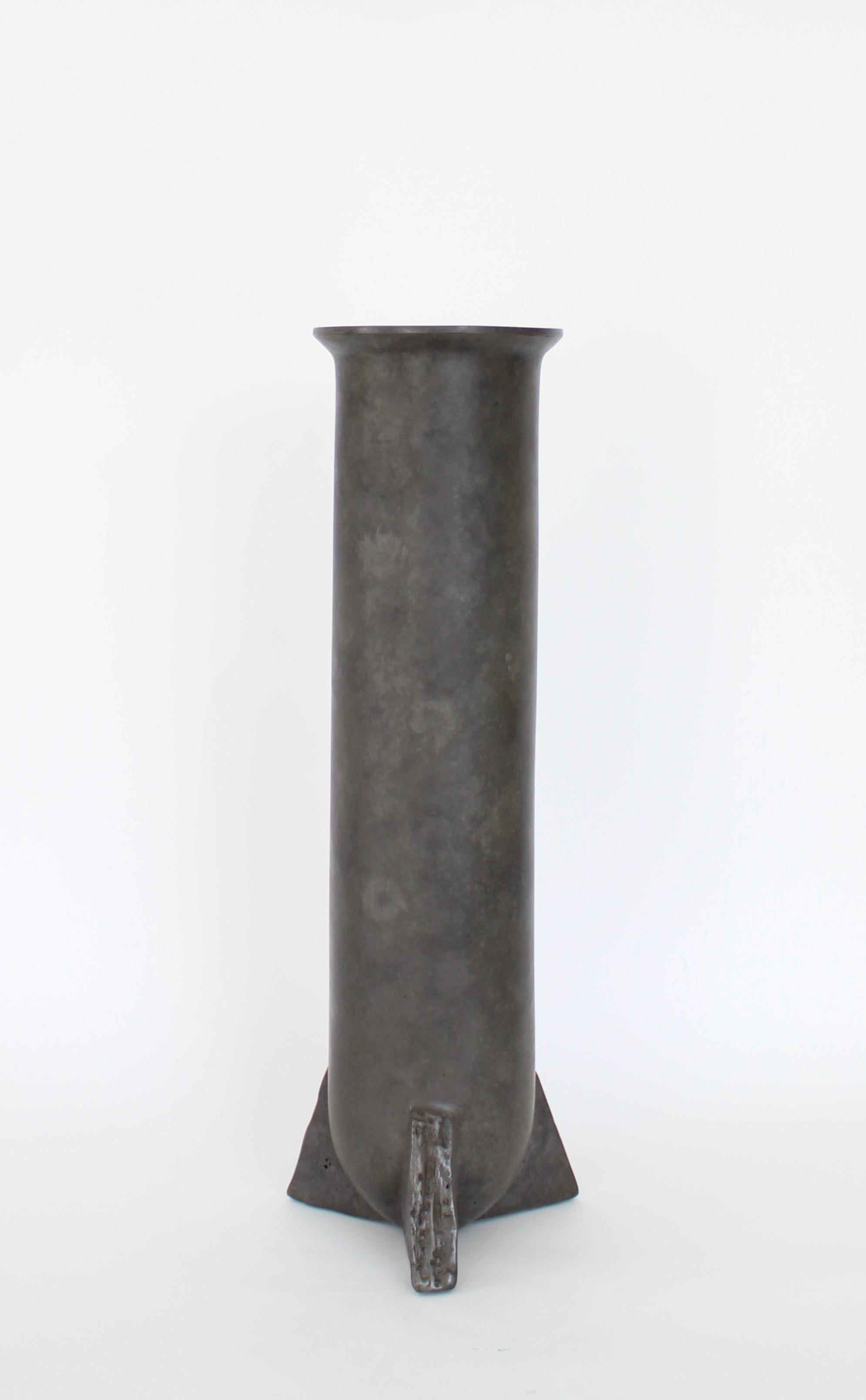 French Rick Owens Bronze Sculptural Urnette Vase in Nitrate Patina