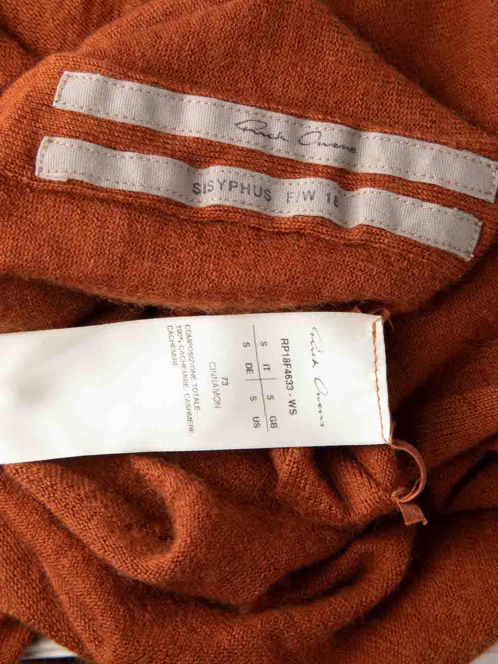 Mini robe à col bénitier en cachemire Brown Rick Owens Taille S en vente 1