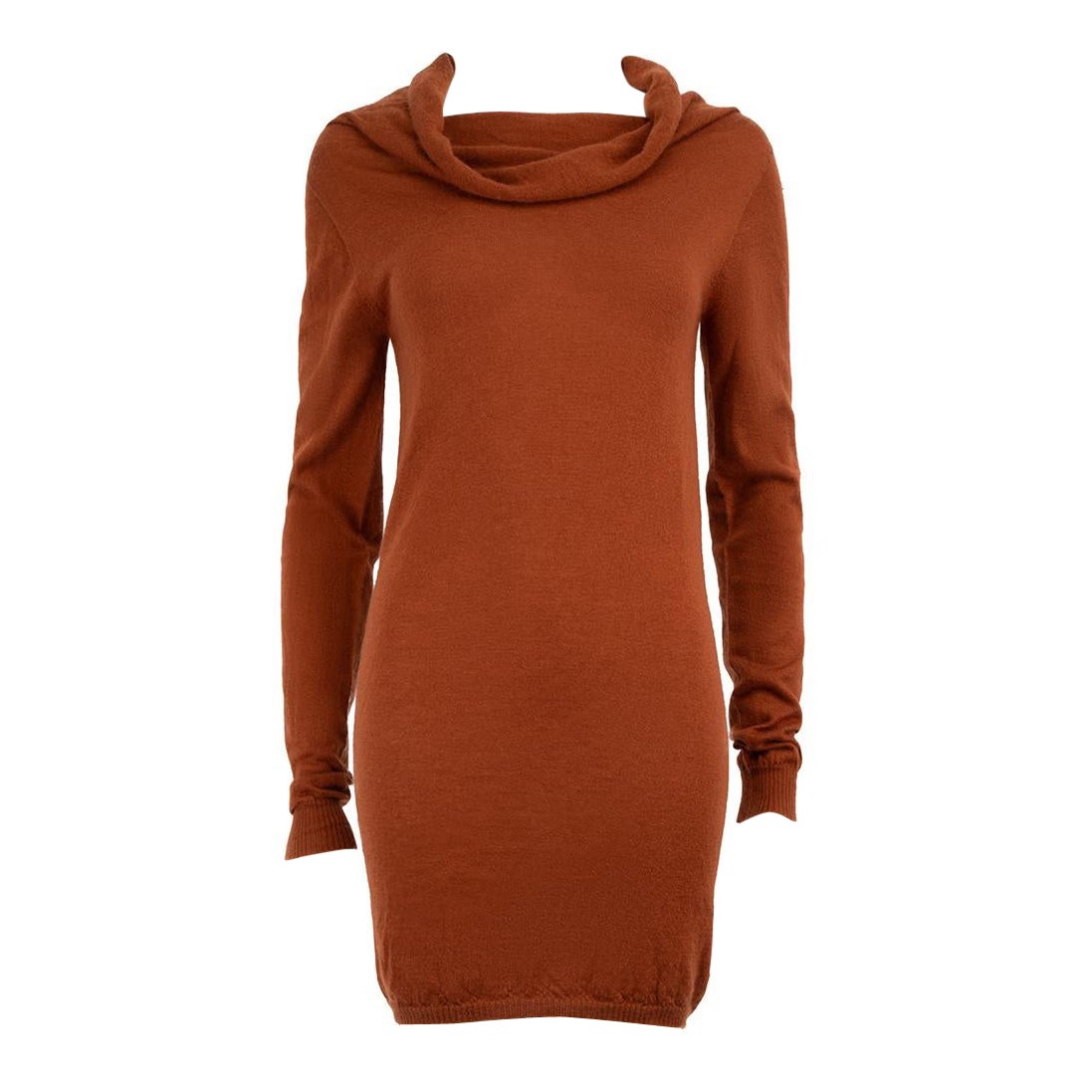 Rick Owens Brown Cashmere Cowl Mini Dress Size S