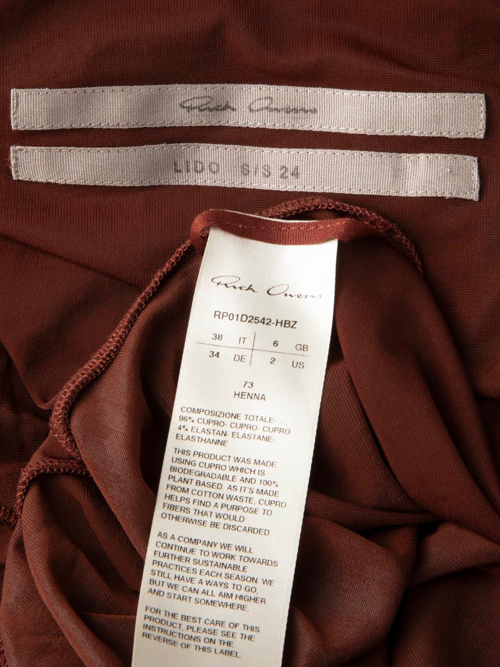 Rick Owens Brown Gathered Wrap Midi Dress Size XS 2