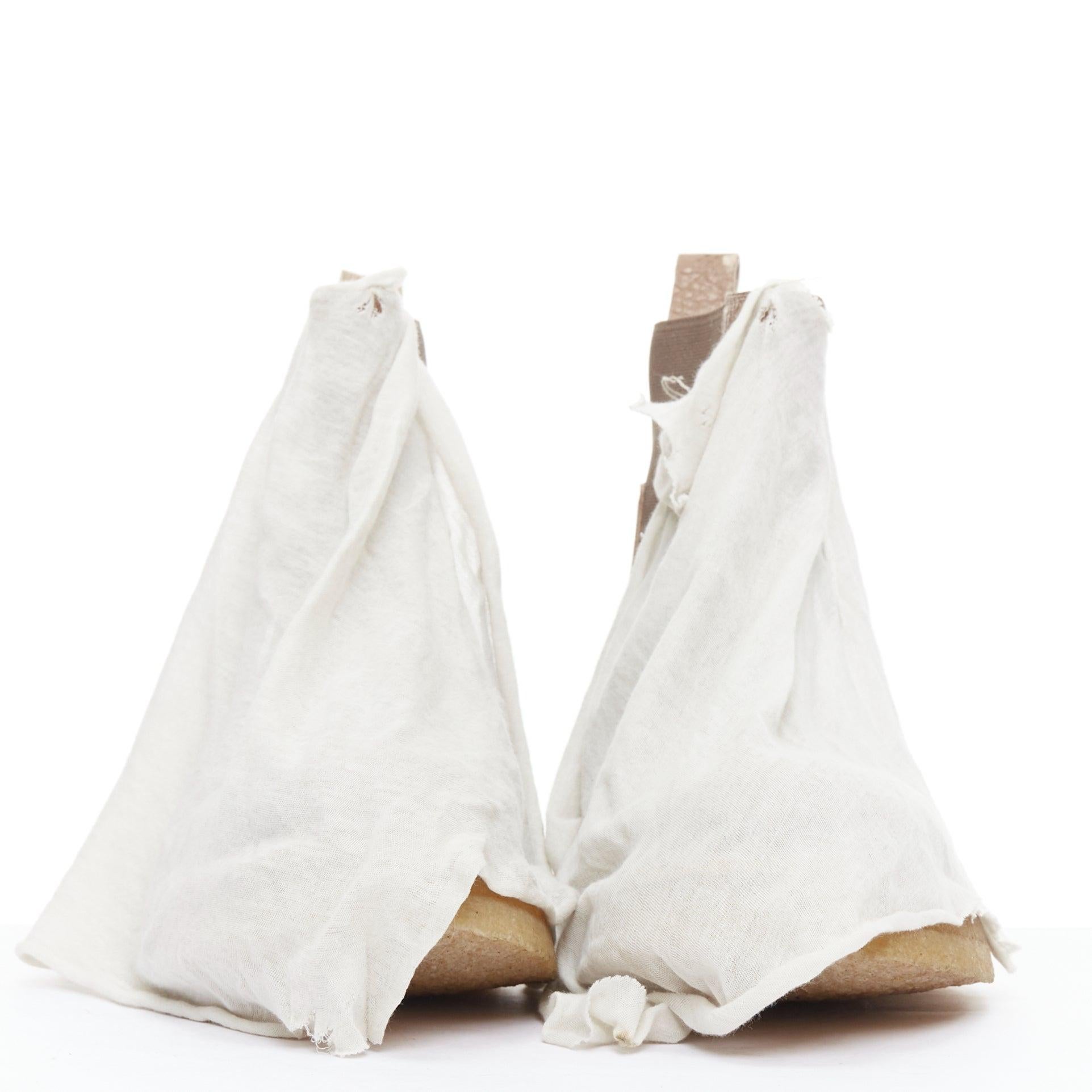 RICK OWENS botines de piel drapeados de tela marrón gris EU35 EU36 Gris en venta