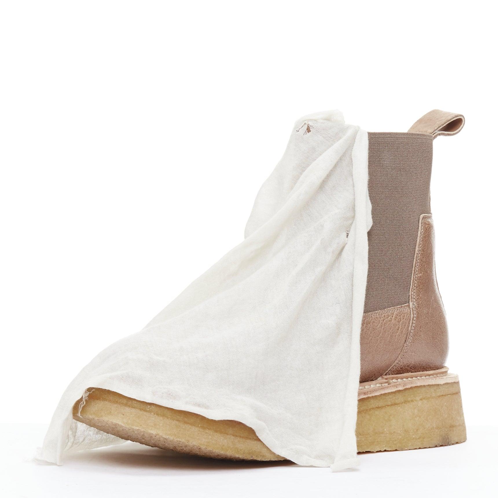 RICK OWENS botines de piel drapeados de tela marrón gris EU35 EU36 en Bueno estado para la venta en Hong Kong, NT