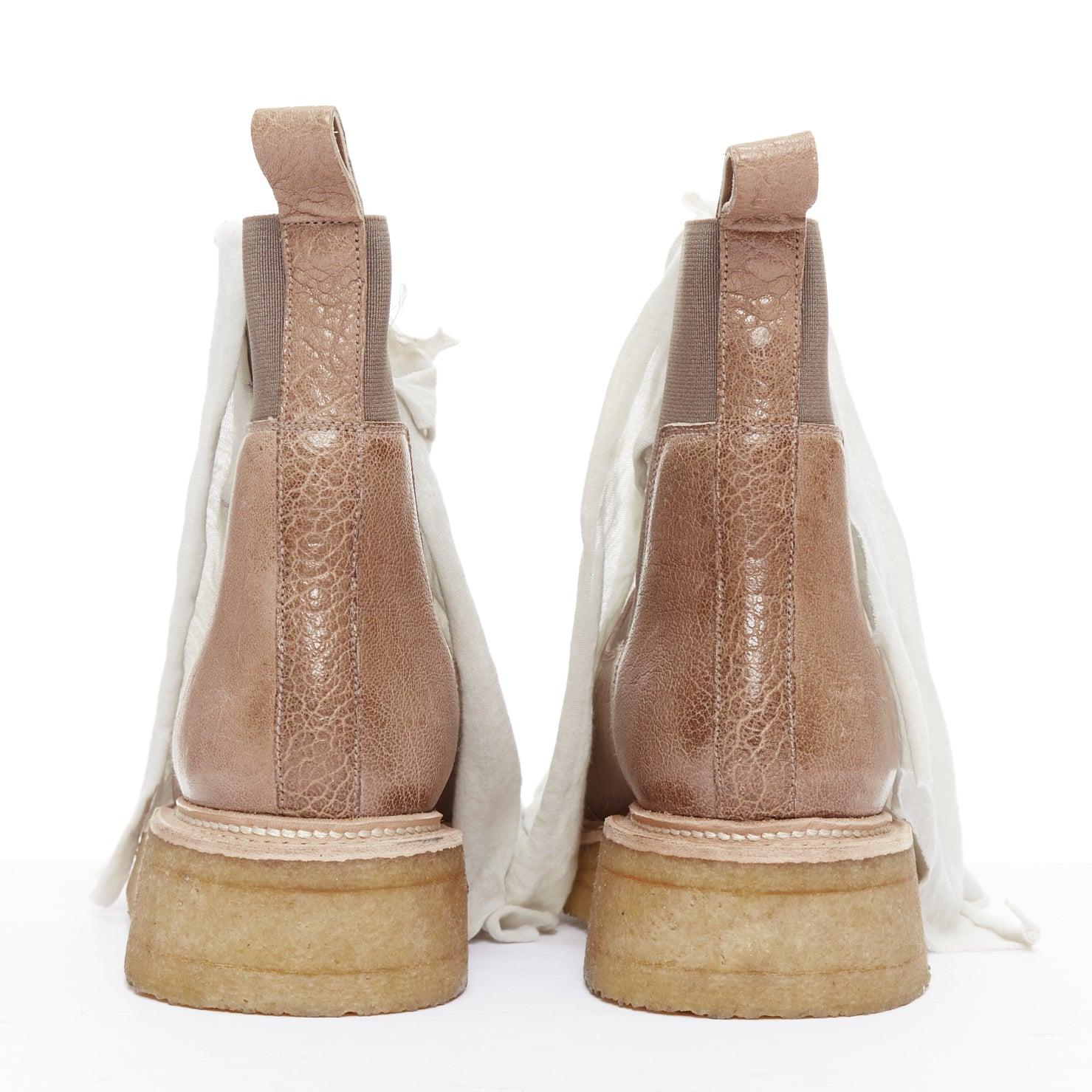 De las mujeres RICK OWENS botines de piel drapeados de tela marrón gris EU35 EU36 en venta