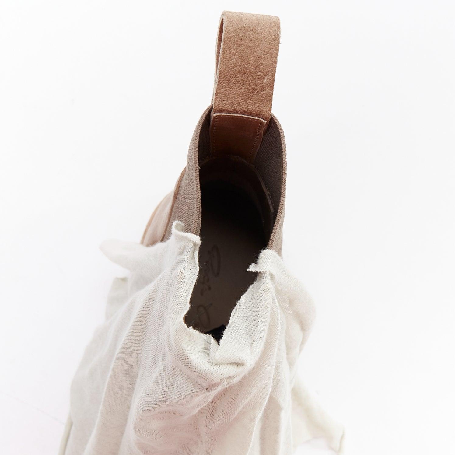 RICK OWENS botines de piel drapeados de tela marrón gris EU35 EU36 en venta 2