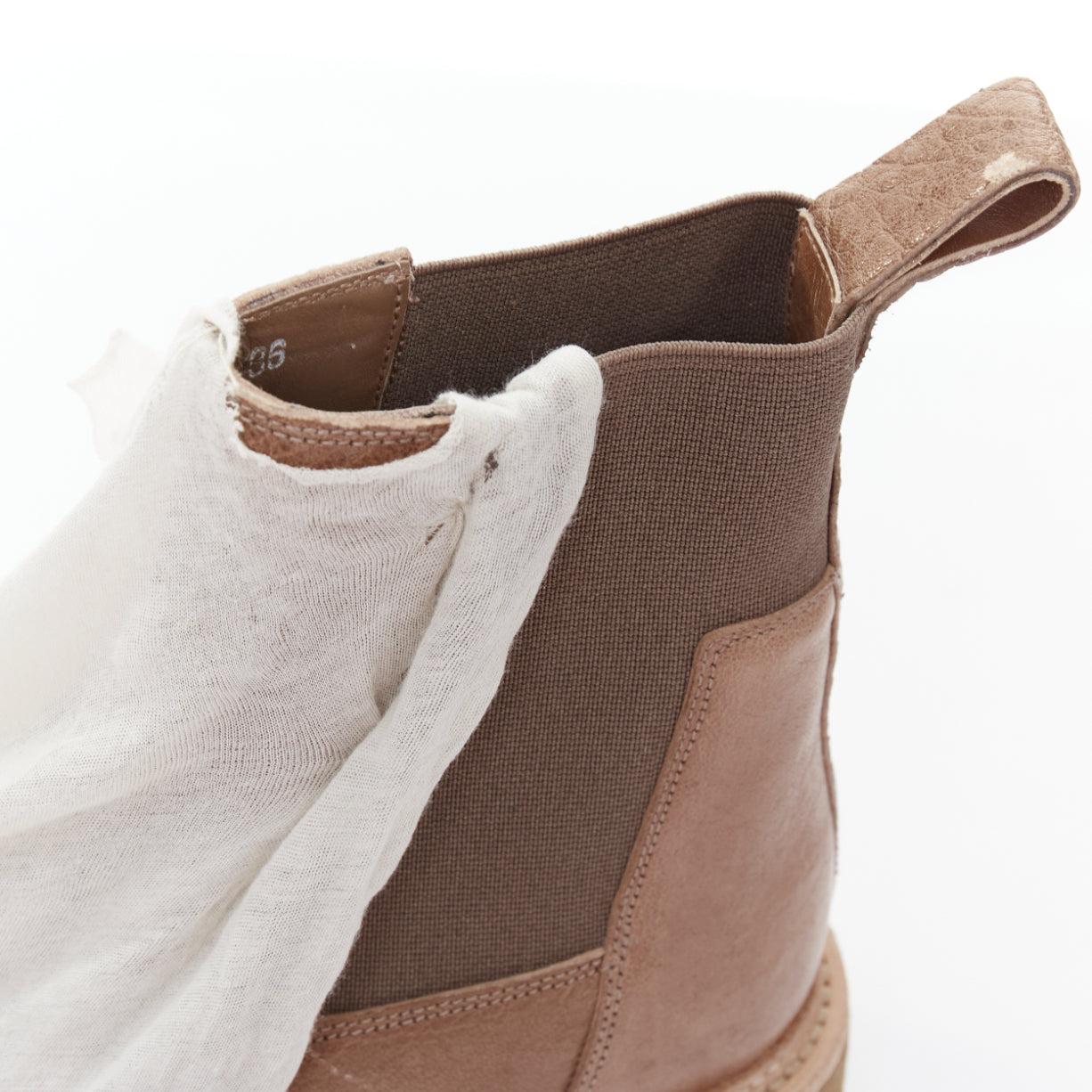 RICK OWENS botines de piel drapeados de tela marrón gris EU35 EU36 en venta 3