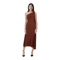 Rick Owens Braunes One Shoulder Midikleid Größe S