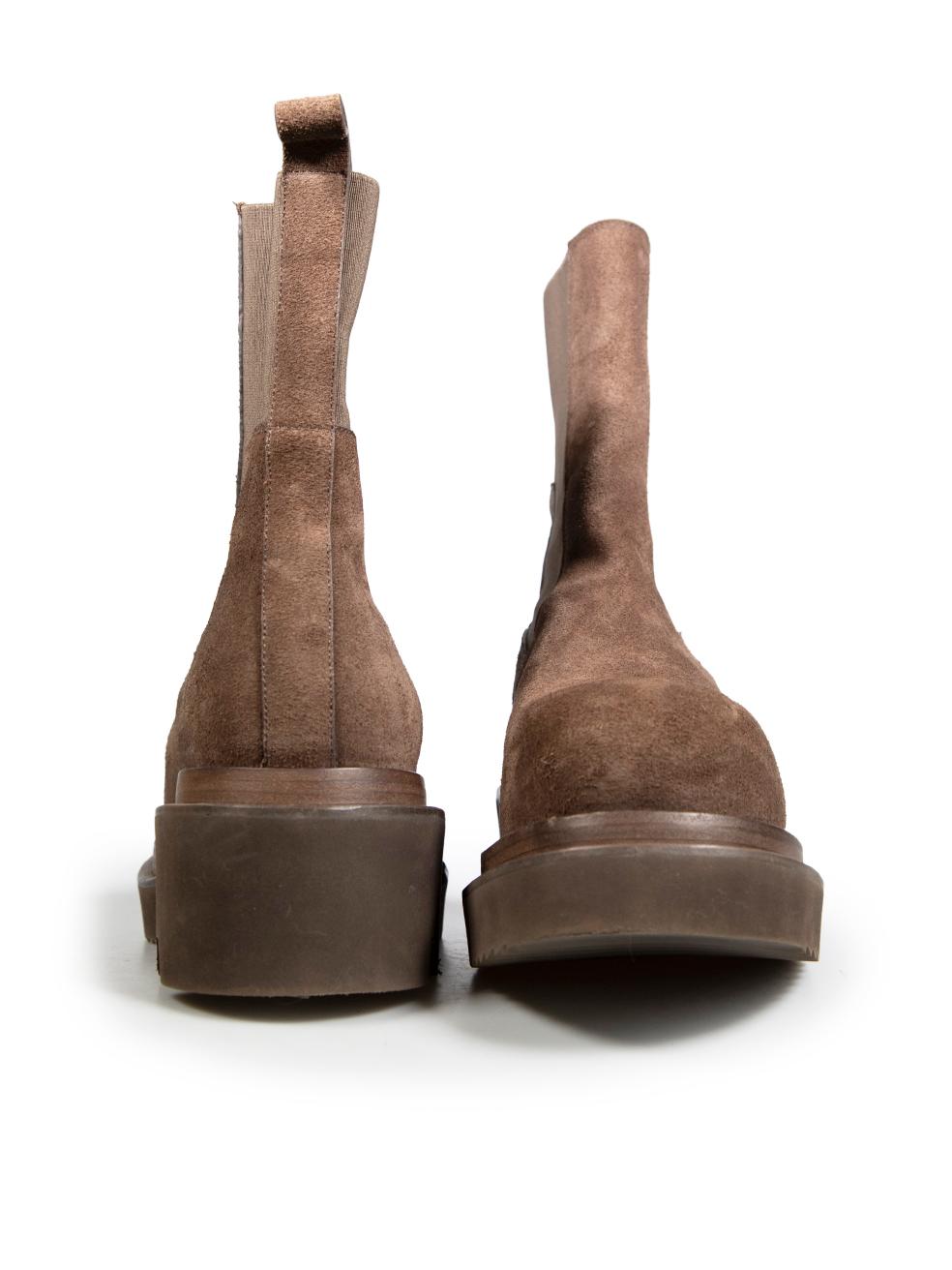 Rick Owens Brown Suede Ankle Chelsea Boots Size IT 39 In Good Condition In London, GB