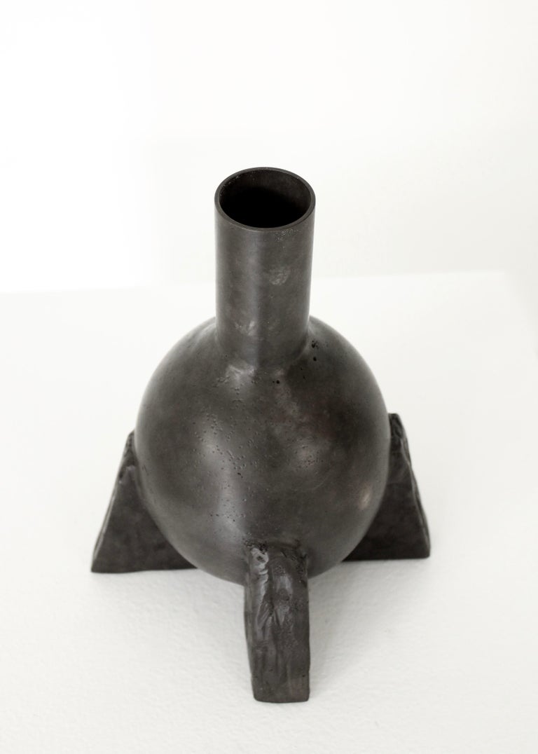 Rick Owens Cast Bronze Duck Neck Vase Nitrate Patina In Excellent Condition For Sale In Chicago, IL