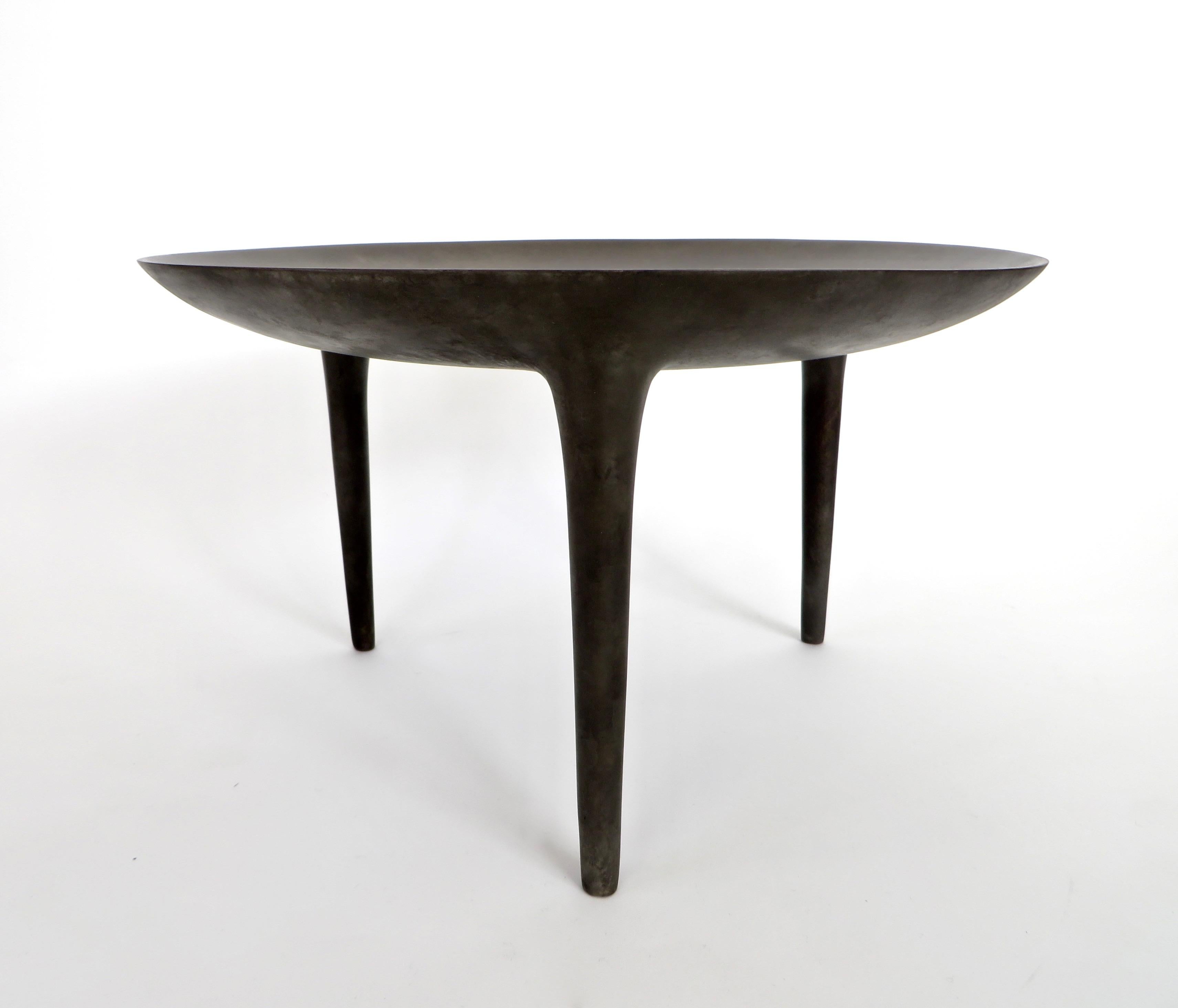 Rick Owens Cast Bronze Low Brazier Side Table Nitrate Patina In New Condition In Chicago, IL