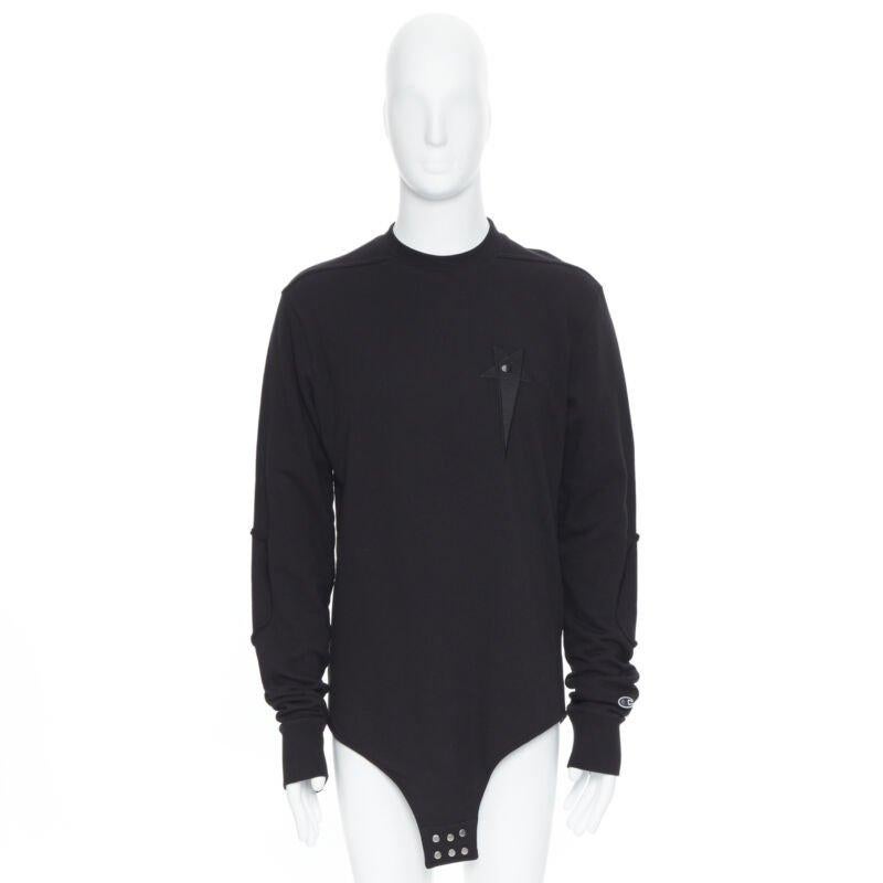 RICK OWENS CHAMPION SS20 Tecuatl Black Pentagram Star embroidered sweater S In New Condition For Sale In Hong Kong, NT