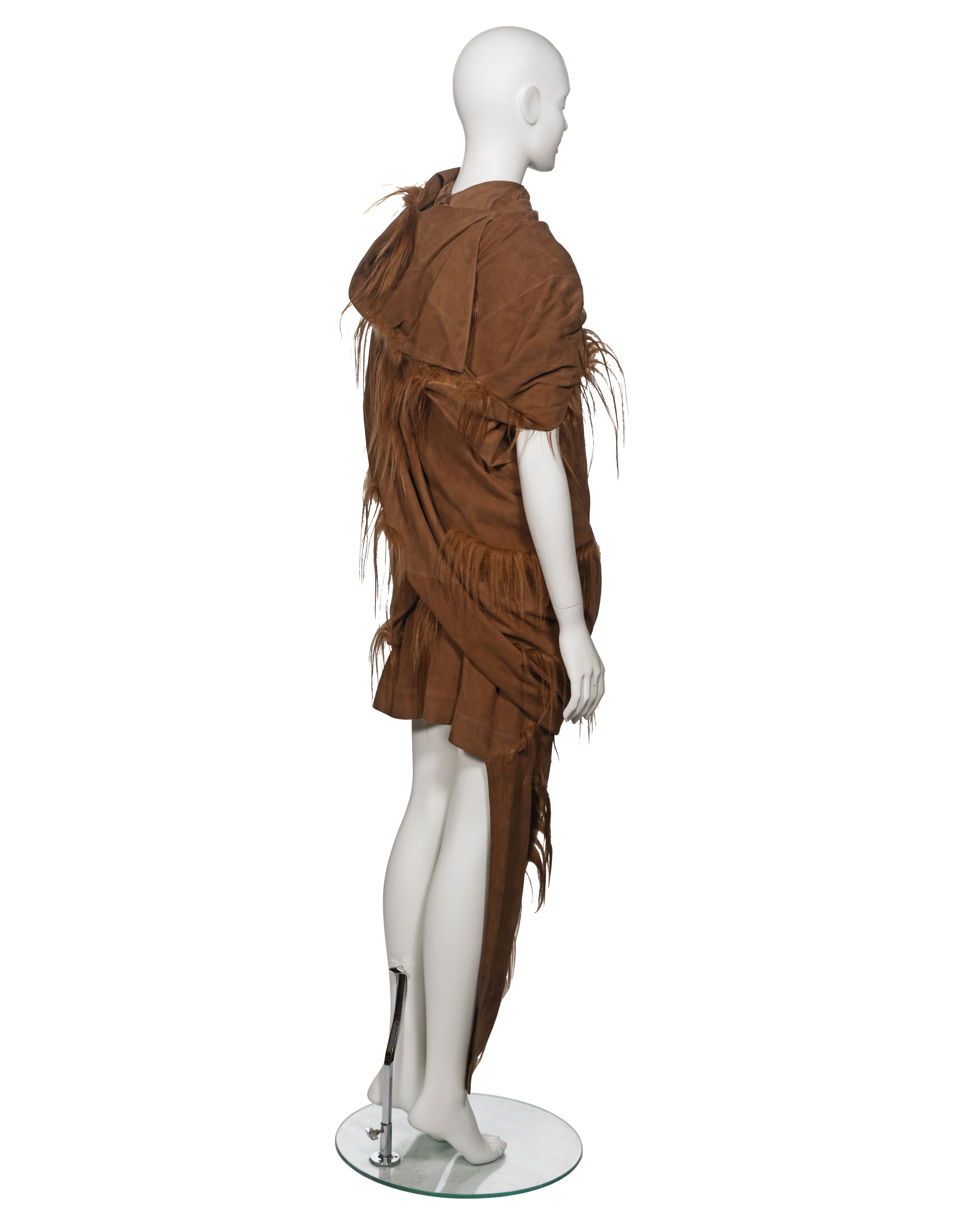 Rick Owens Chestnut Suede and Goat Hair 'Sphinx' Ensemble, fw 2015 For Sale 6