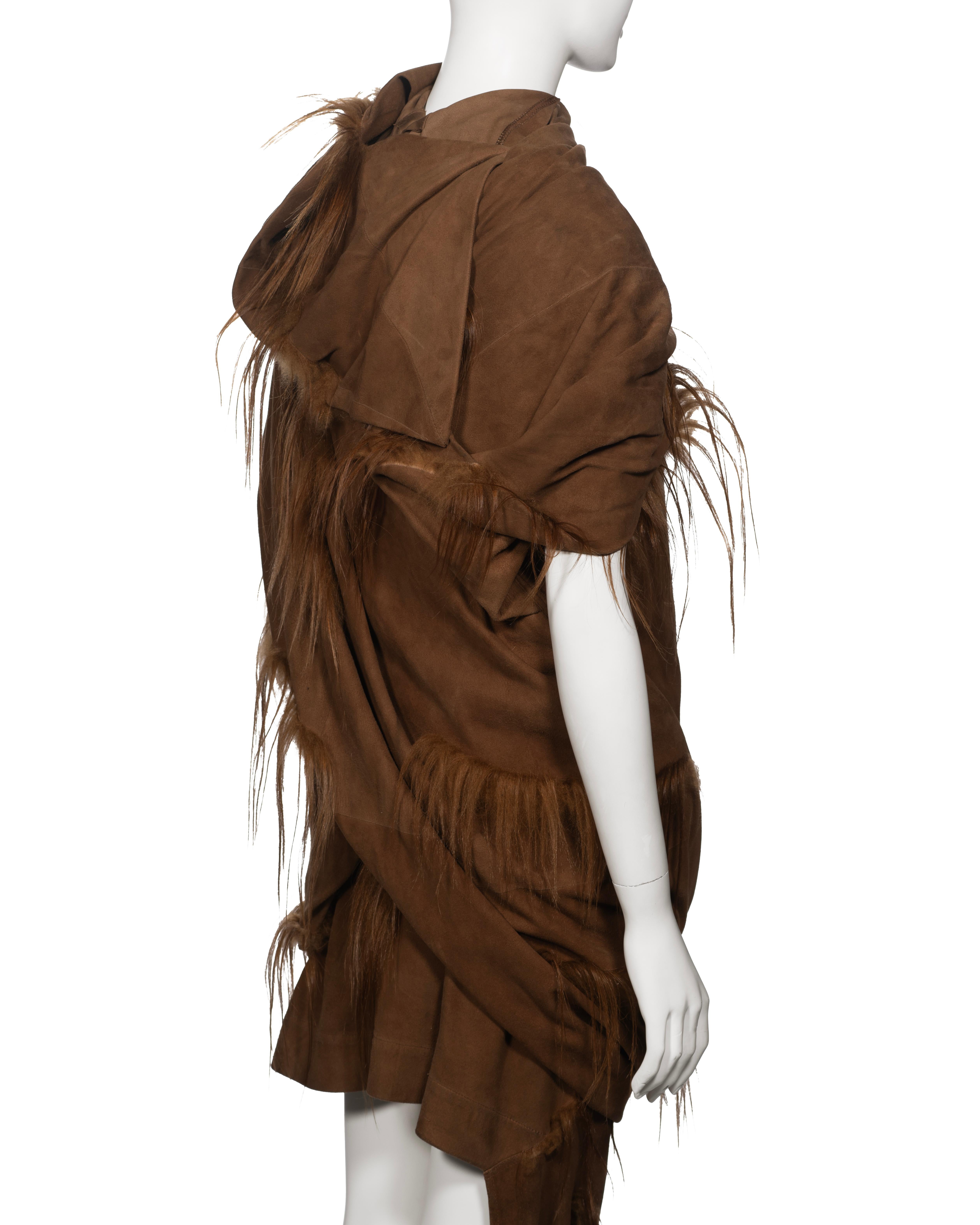 Rick Owens Chestnut Suede and Goat Hair 'Sphinx' Ensemble, fw 2015 For Sale 7