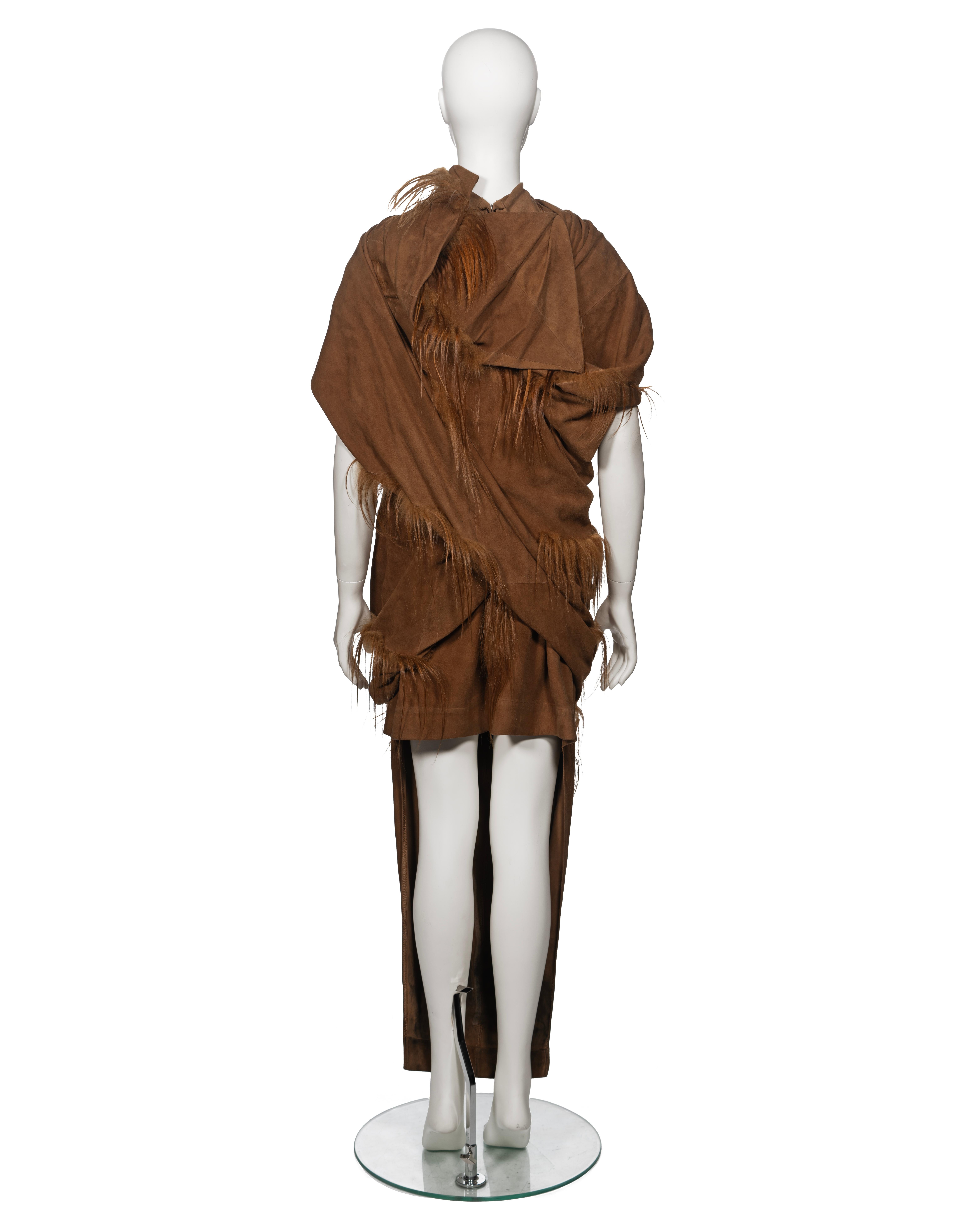 Rick Owens Chestnut Suede and Goat Hair 'Sphinx' Ensemble, fw 2015 For Sale 8