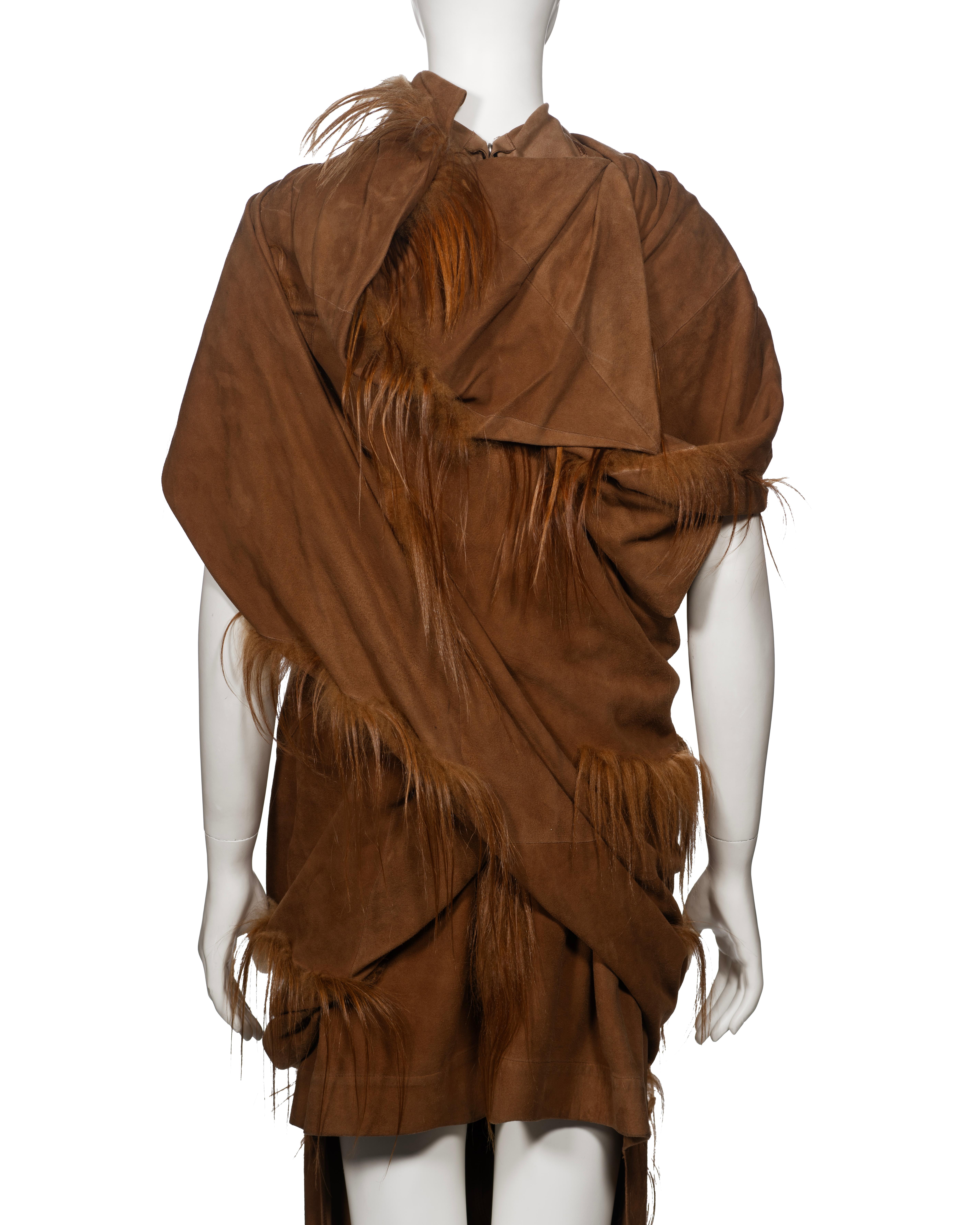 Rick Owens Chestnut Suede and Goat Hair 'Sphinx' Ensemble, fw 2015 For Sale 9