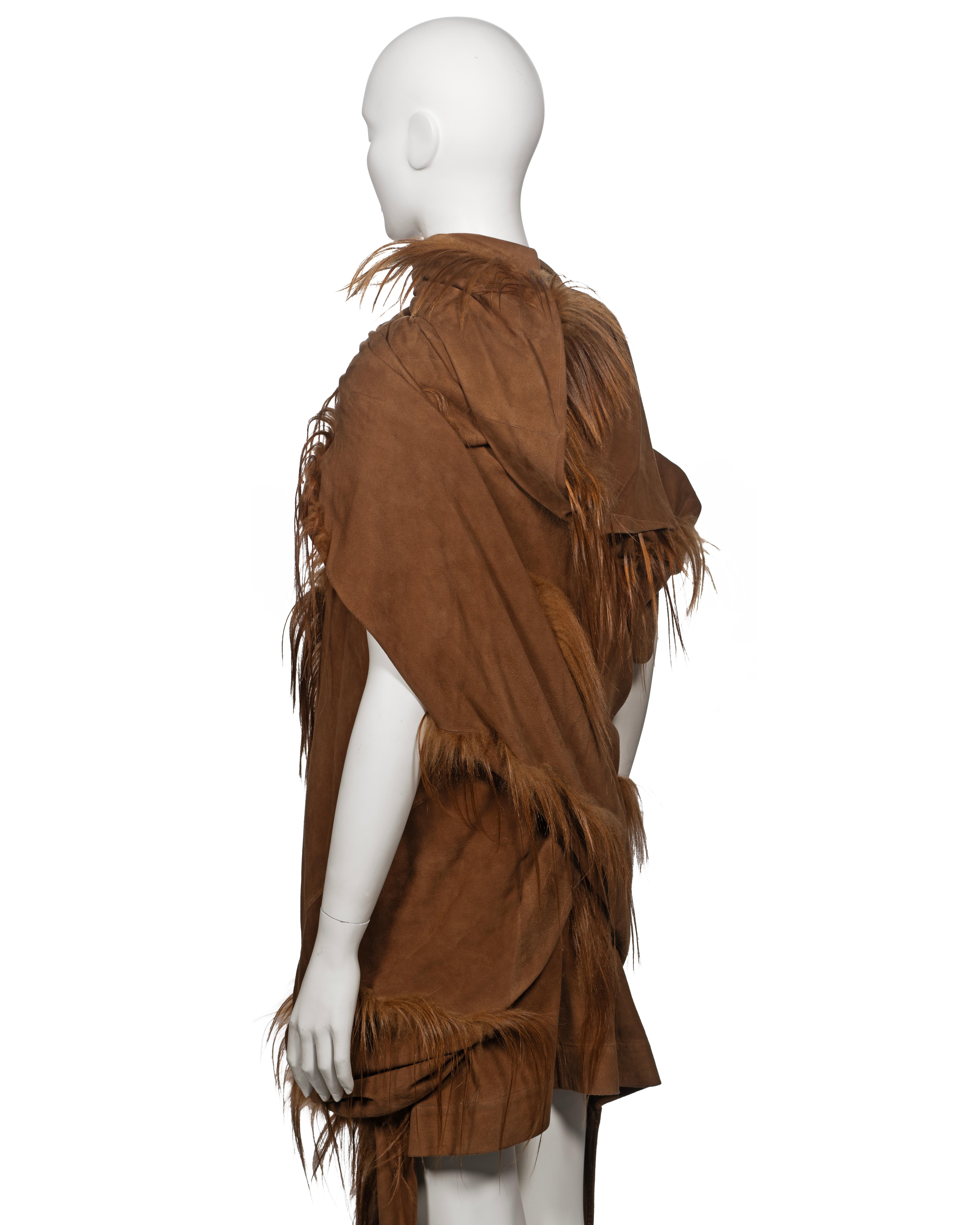 Rick Owens Chestnut Suede and Goat Hair 'Sphinx' Ensemble, fw 2015 For Sale 10
