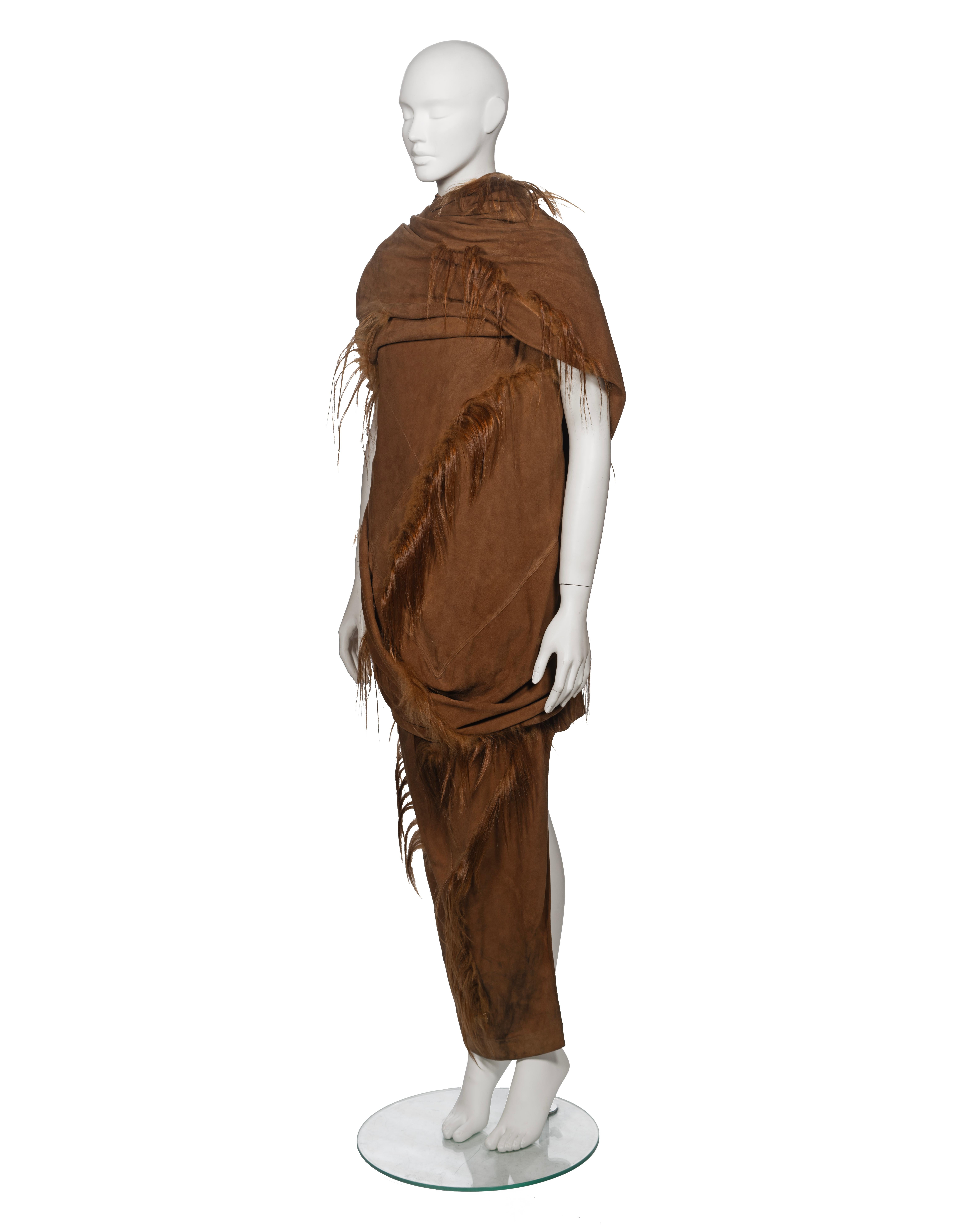 Rick Owens Chestnut Suede and Goat Hair 'Sphinx' Ensemble, fw 2015 For Sale 11