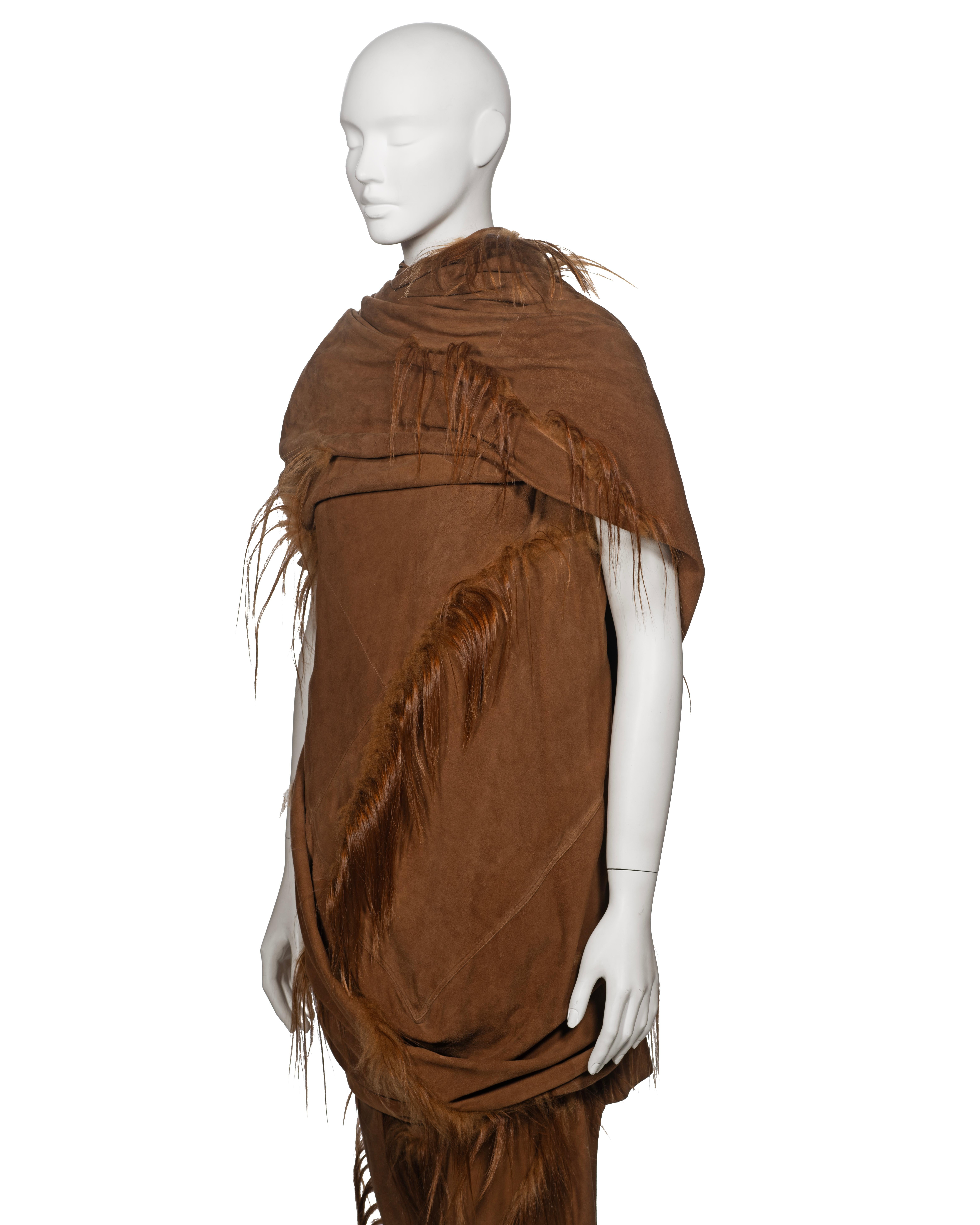 Rick Owens Chestnut Suede and Goat Hair 'Sphinx' Ensemble, fw 2015 For Sale 12