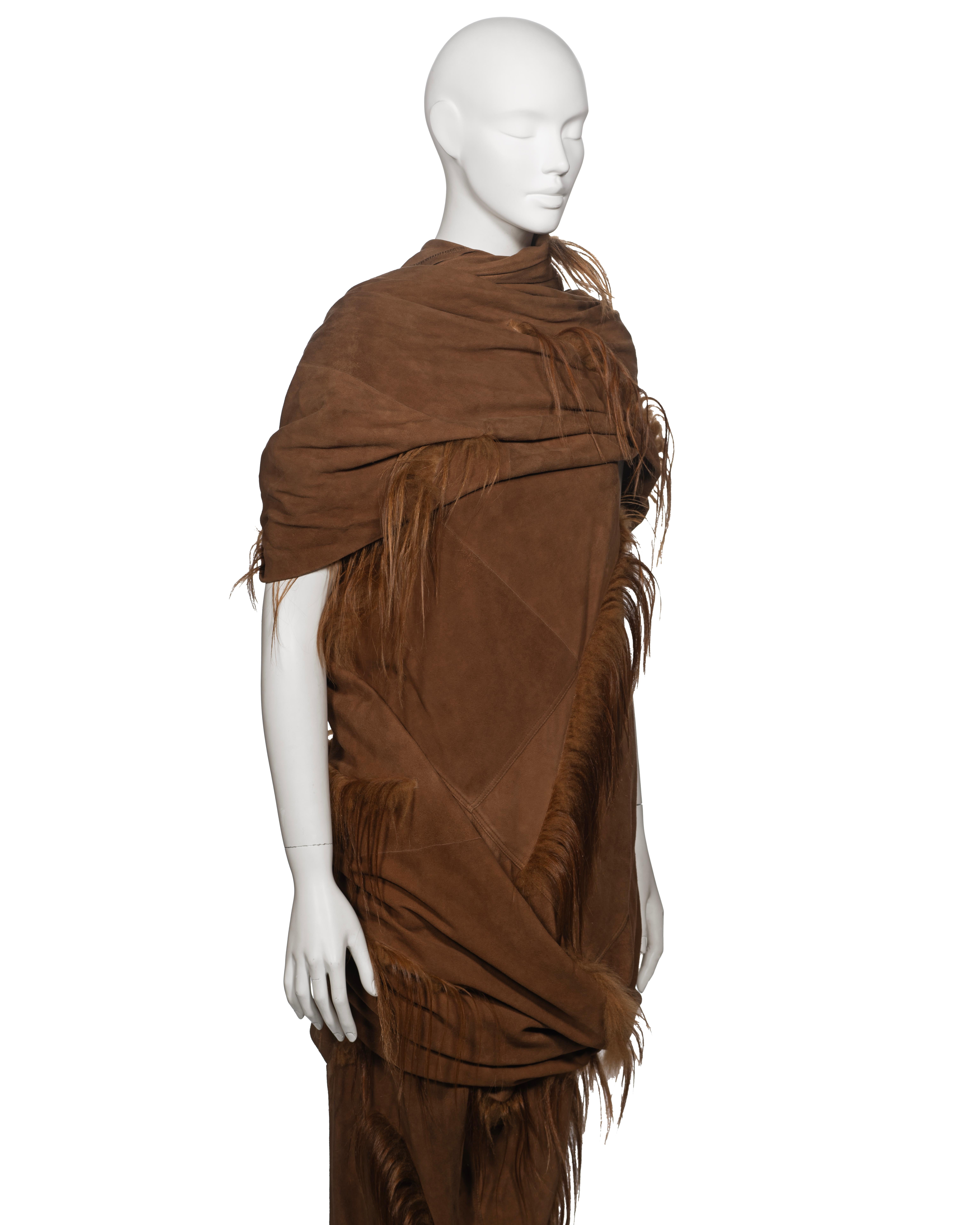 Rick Owens Chestnut Suede and Goat Hair 'Sphinx' Ensemble, fw 2015 For Sale 2