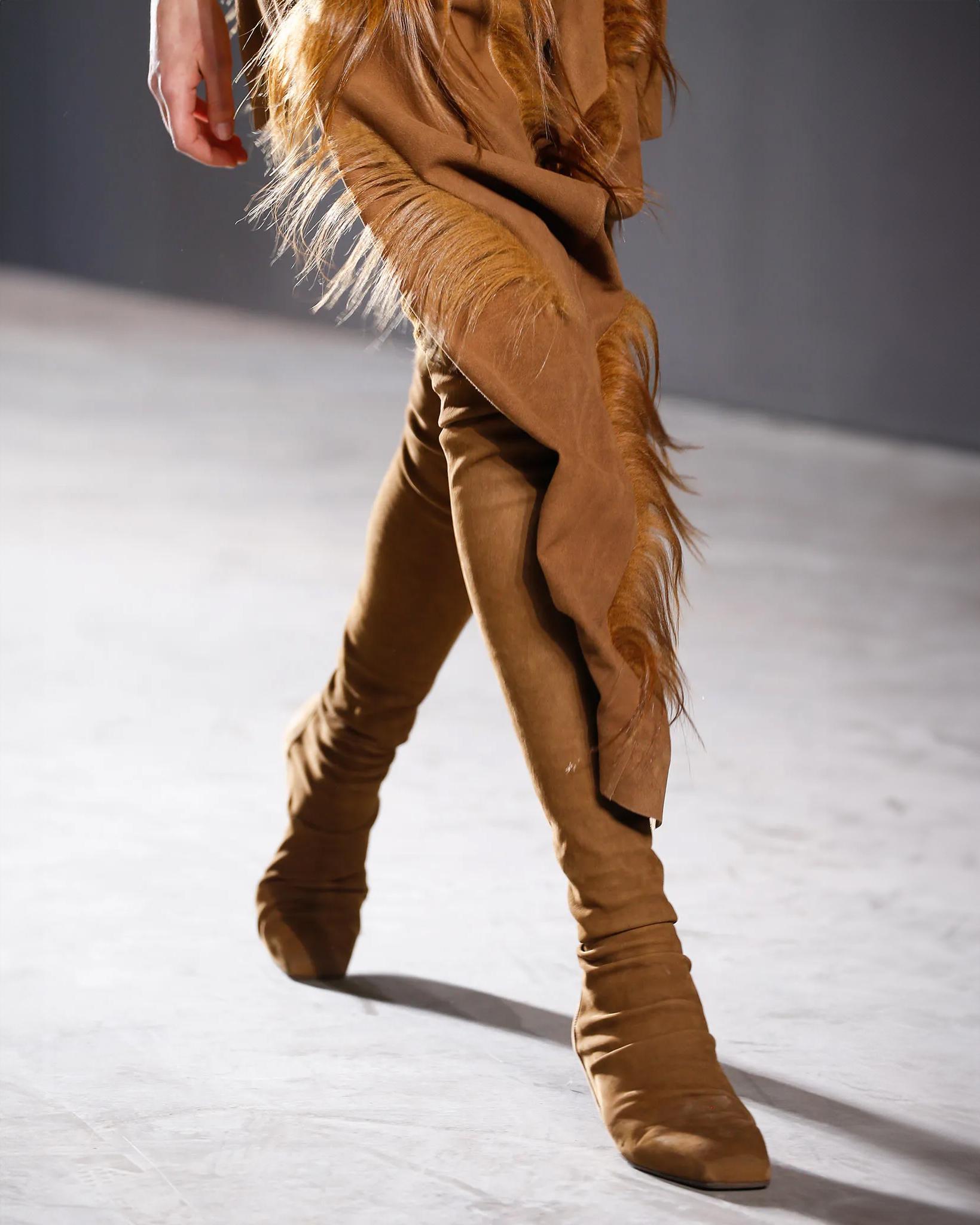 Rick Owens Chestnut Suede and Goat Hair 'Sphinx' Ensemble, fw 2015 For Sale 3