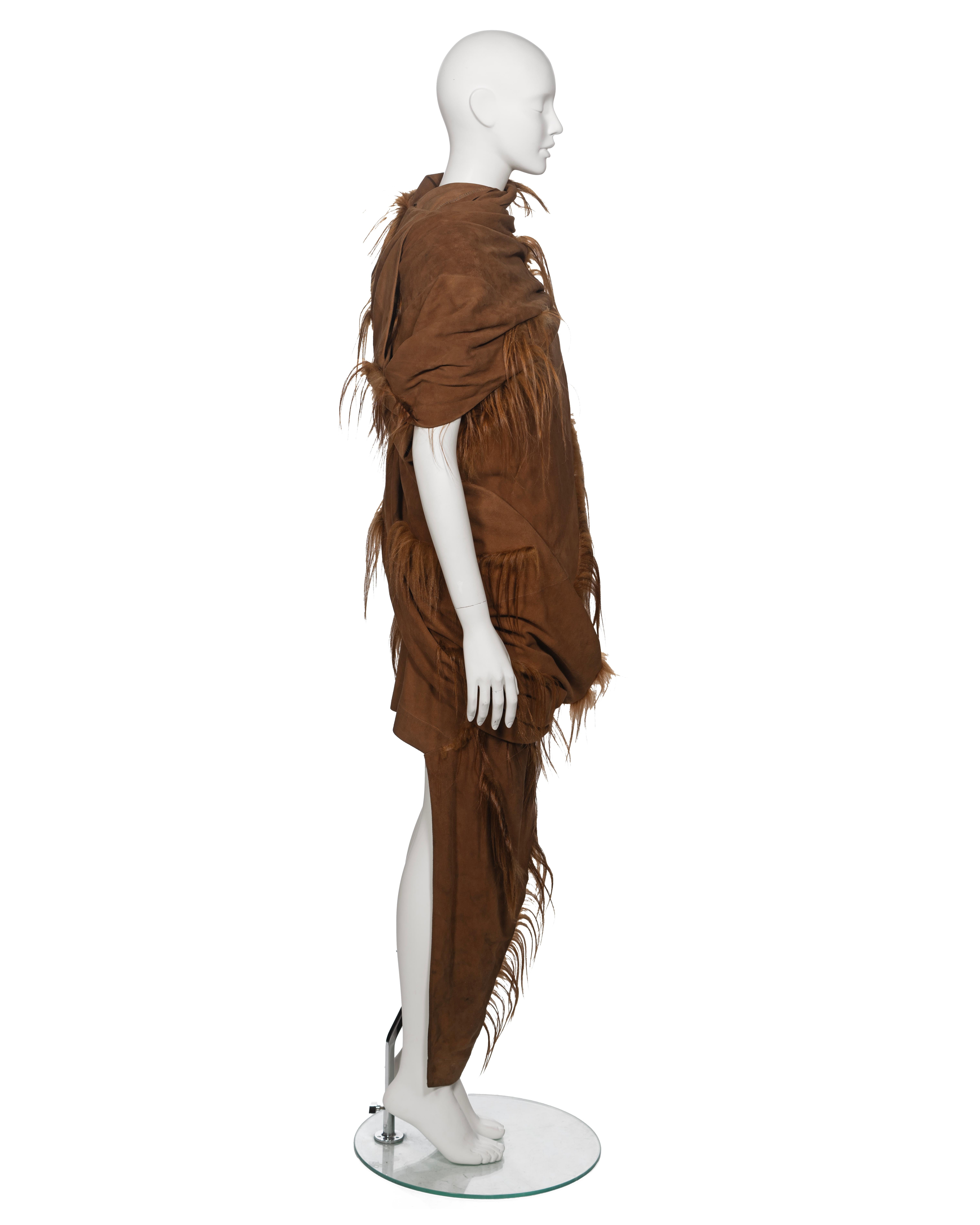 Rick Owens Chestnut Suede and Goat Hair 'Sphinx' Ensemble, fw 2015 For Sale 4