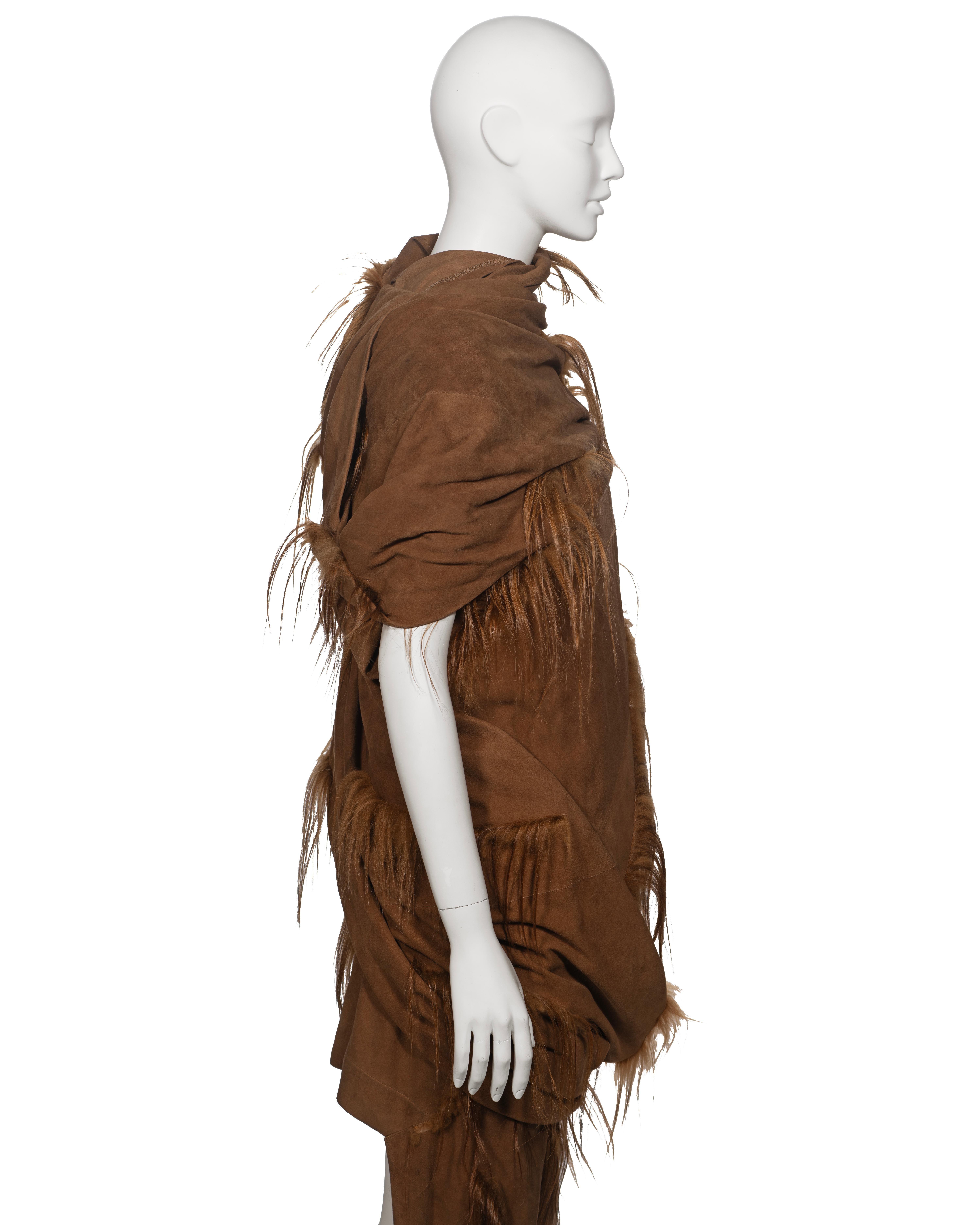 Rick Owens Chestnut Suede and Goat Hair 'Sphinx' Ensemble, fw 2015 For Sale 5