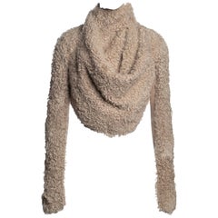 Rick Owens Cream Shearling Cropped Wrap Jacket, FW 2004