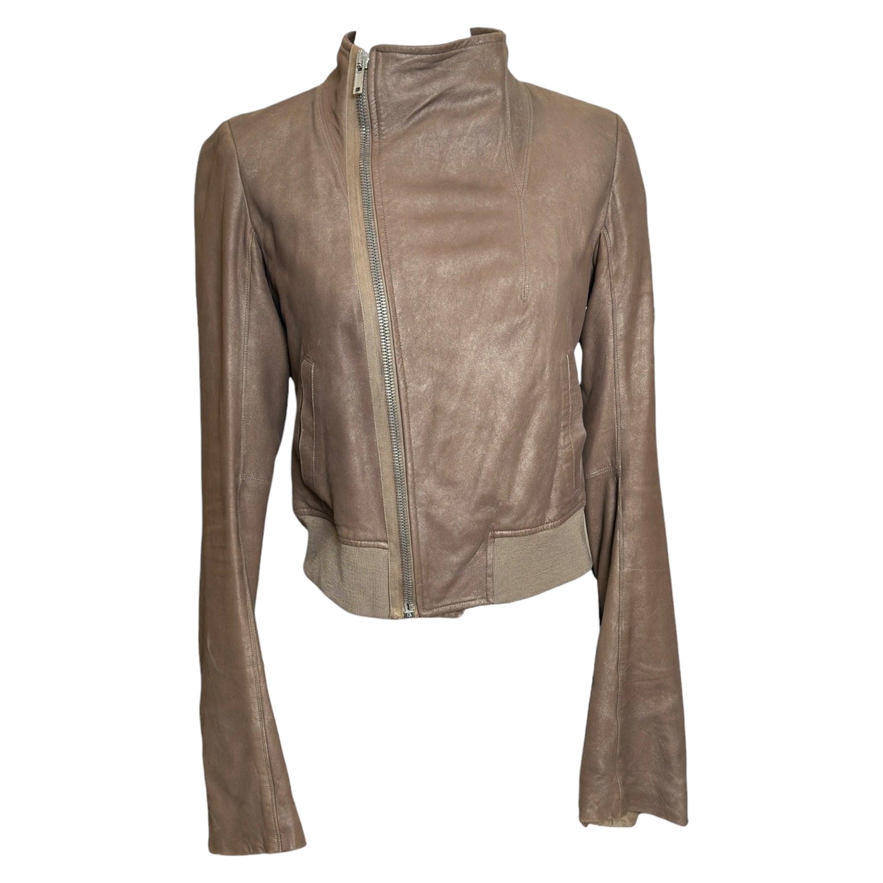 Rick Owens Cropped Bronze Leather Jacket