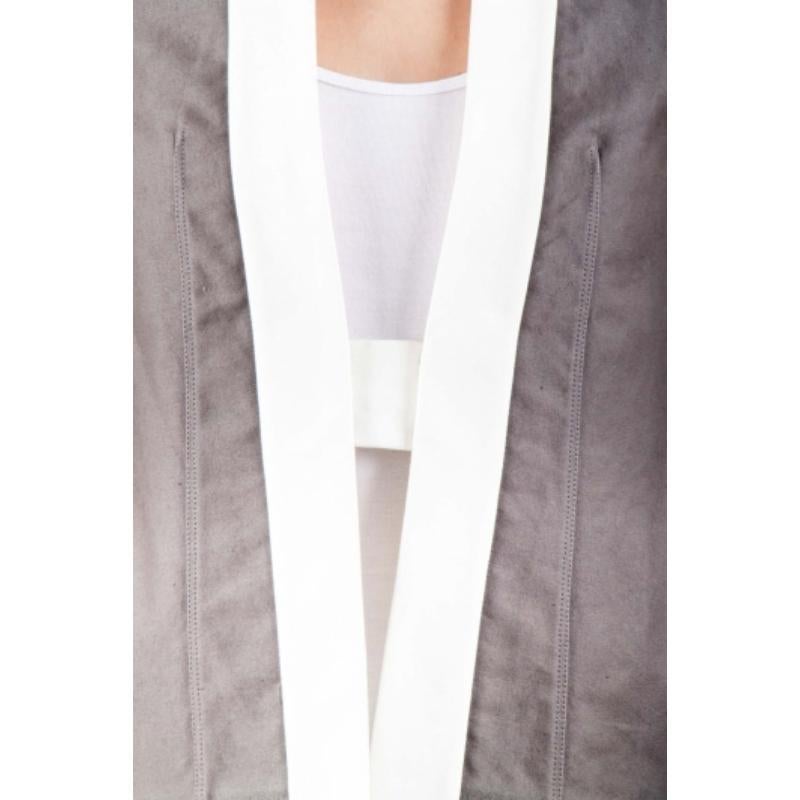 Rick Owens Darkdust Cotton Asymmetric Hem Contrast Trim Sleeveless Jacket S Negro en venta