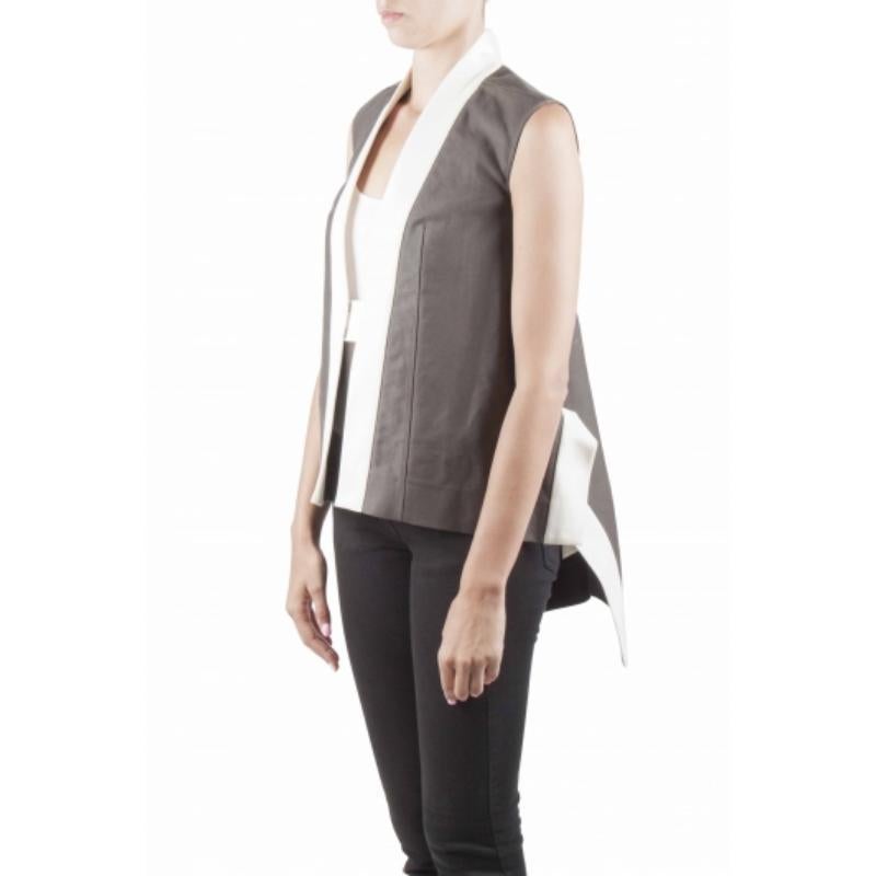 Rick Owens Darkdust Cotton Asymmetric Hem Contrast Trim Sleeveless Jacket S en Excelente estado para la venta en Dubai, Al Qouz 2