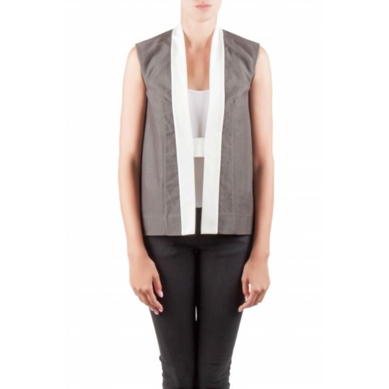 De las mujeres Rick Owens Darkdust Cotton Asymmetric Hem Contrast Trim Sleeveless Jacket S en venta