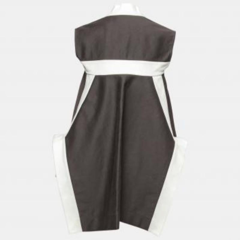 Rick Owens Darkdust Cotton Asymmetric Hem Contrast Trim Sleeveless Jacket S en venta 1