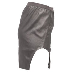 Rick Owens Diana Mini Skirt in Grey Lamb Leather