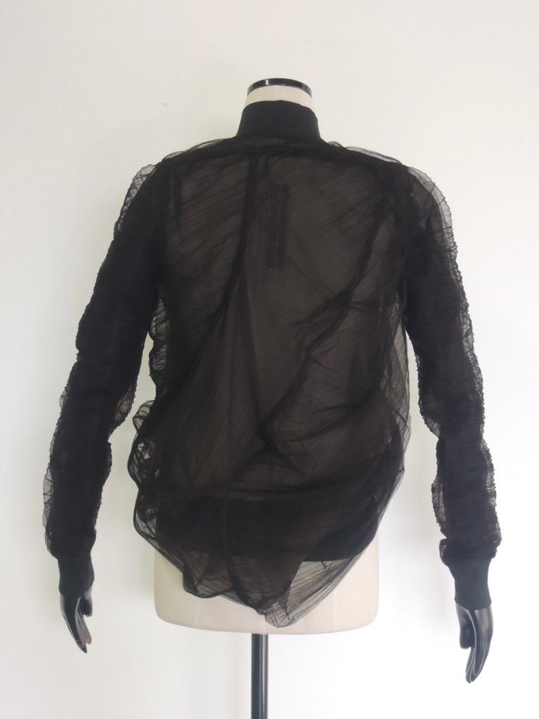 Rick Owens SS18 Swoop Black Mix Gauzy Flight Jacket Excellent état - En vente à Oakland, CA