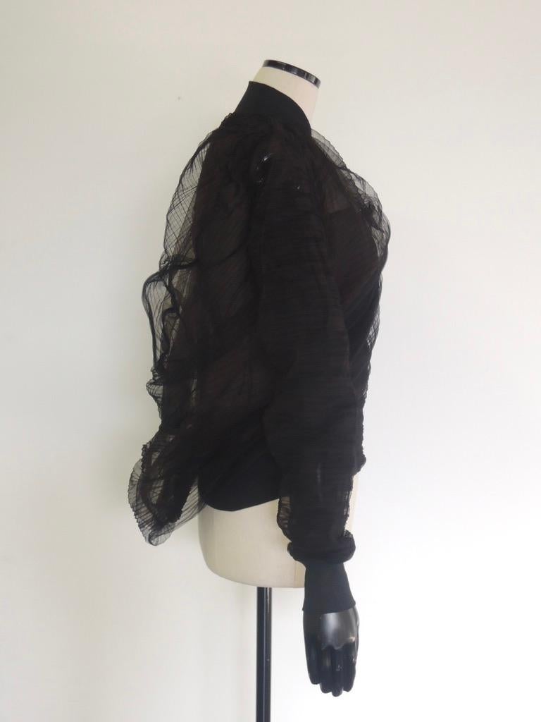 Rick Owens SS18 Swoop Black Mix Gauzy Flight Jacket Pour femmes en vente