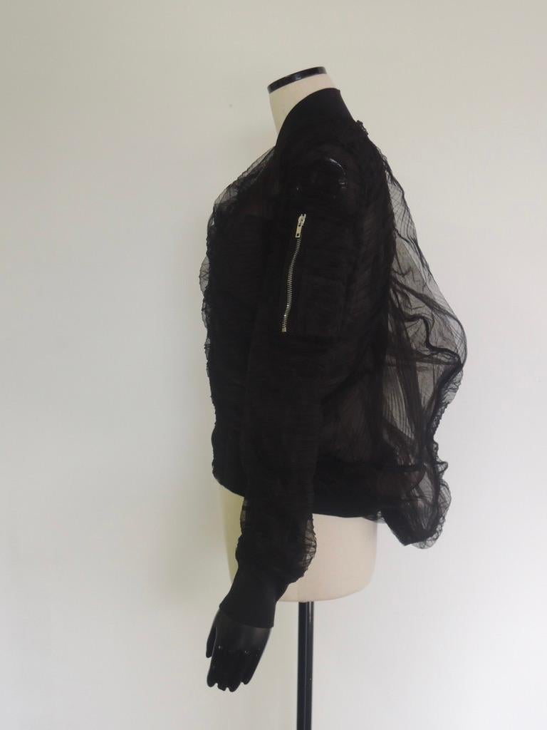 Rick Owens SS18 Swoop Black Mix Gauzy Flight Jacket en vente 1