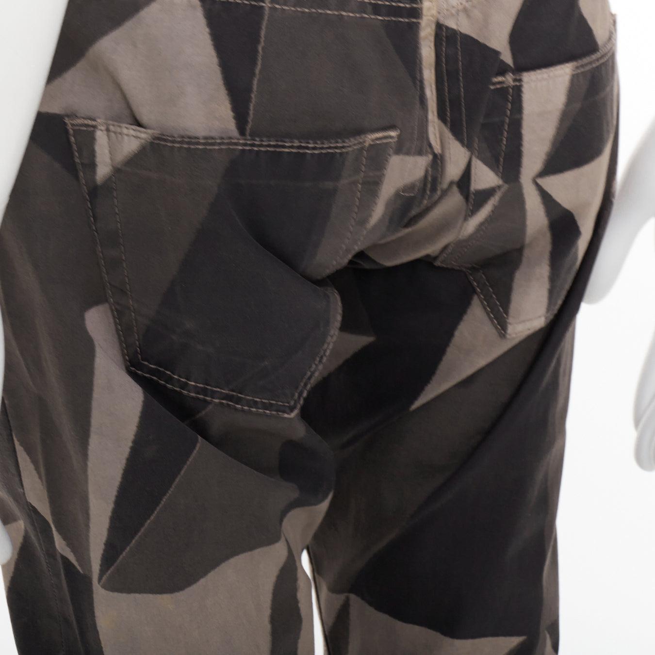 RICK OWENS DRKSHDW 2013 Vintage Island Geometric Detroit camo polygon print tapered pants 29