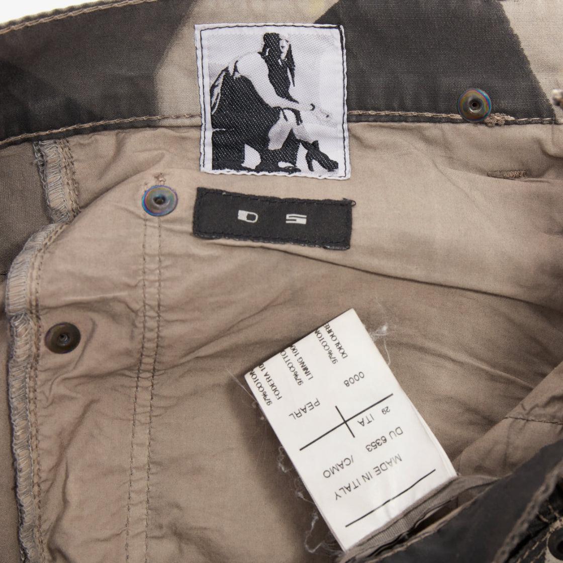 RICK OWENS DRKSHDW 2013 Vintage Island Detroit camo polygon tapered pants 29