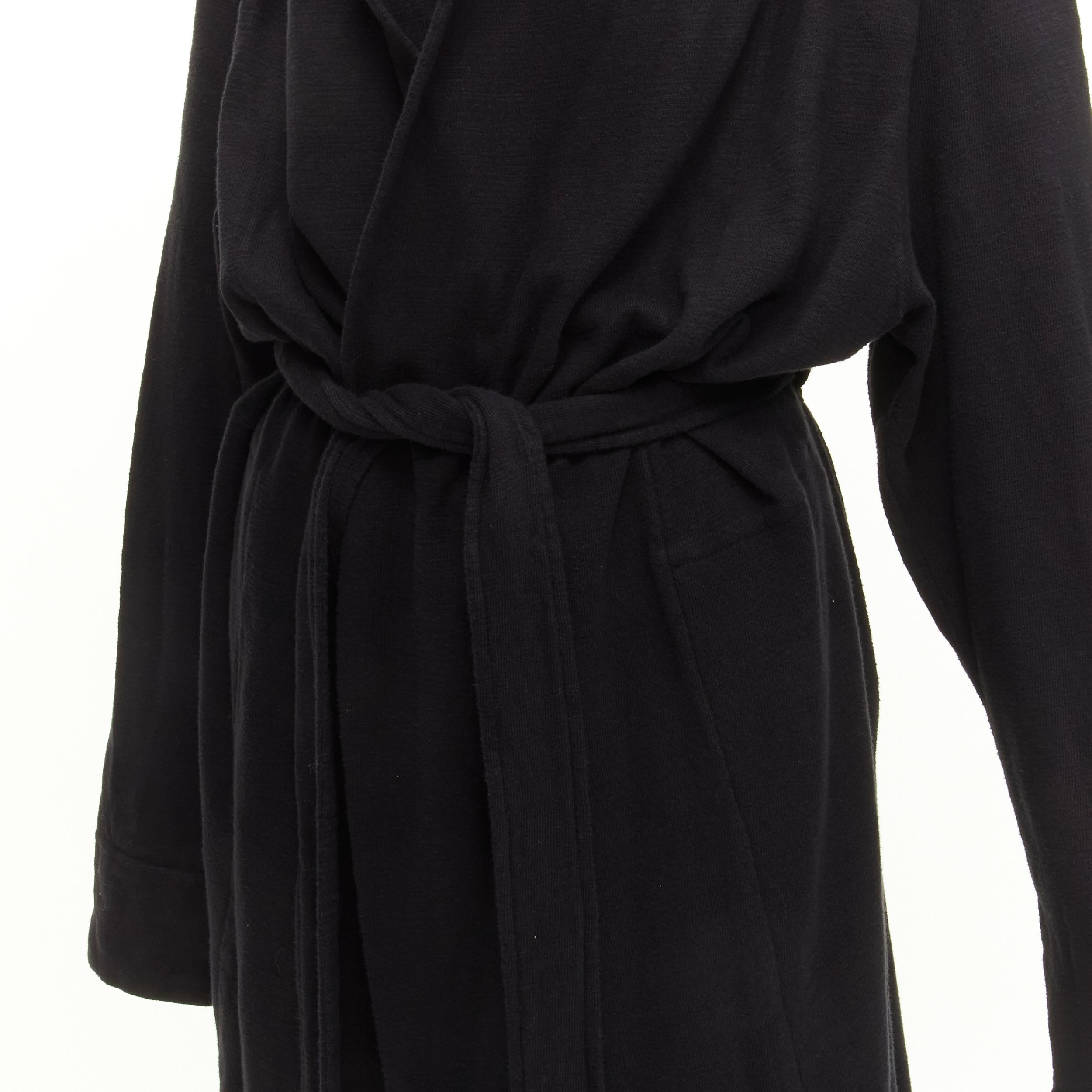 RICK OWENS DRKSHDW black cotton thick jersey hooded belted robe jacket S For Sale 2