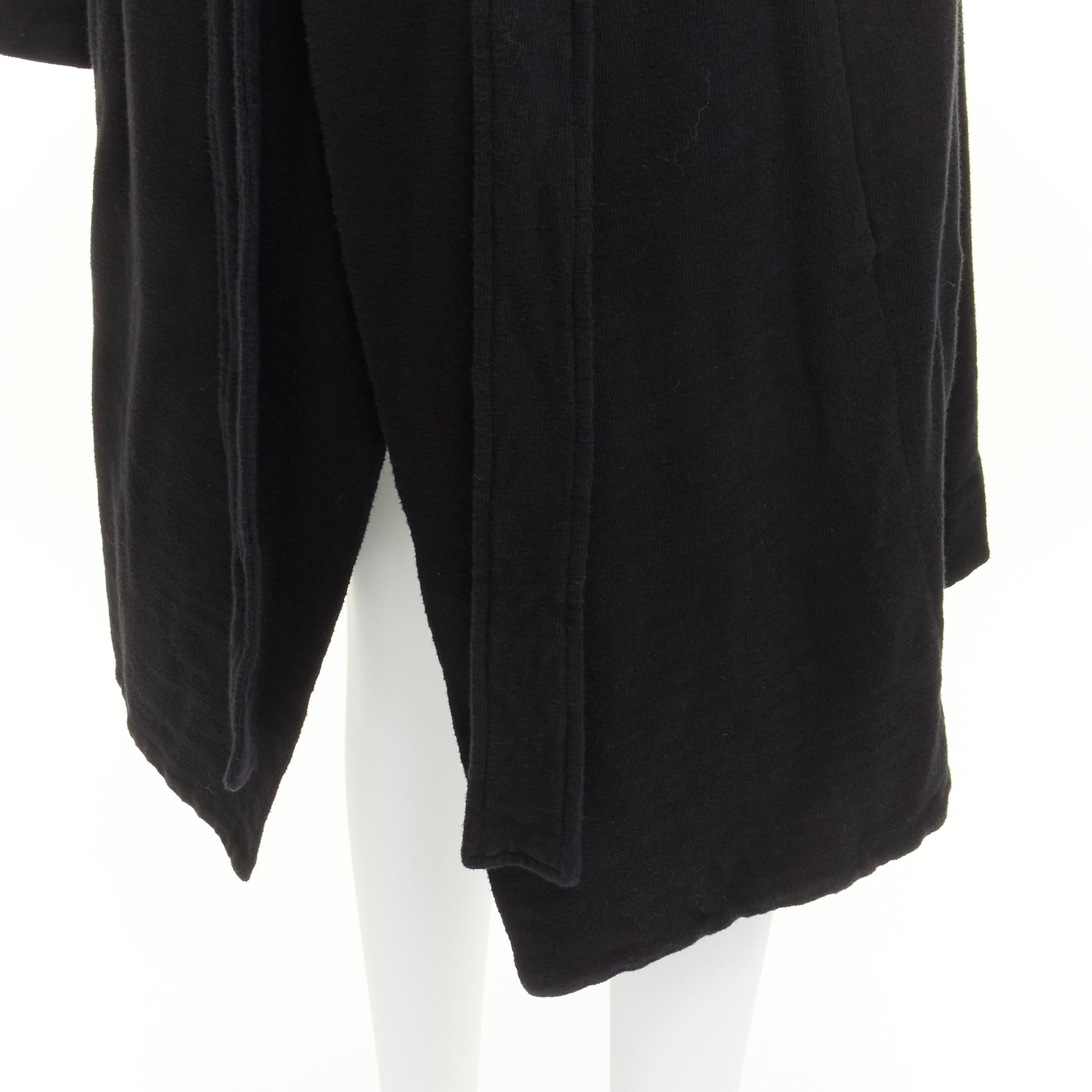 RICK OWENS DRKSHDW black cotton thick jersey hooded belted robe jacket S For Sale 3