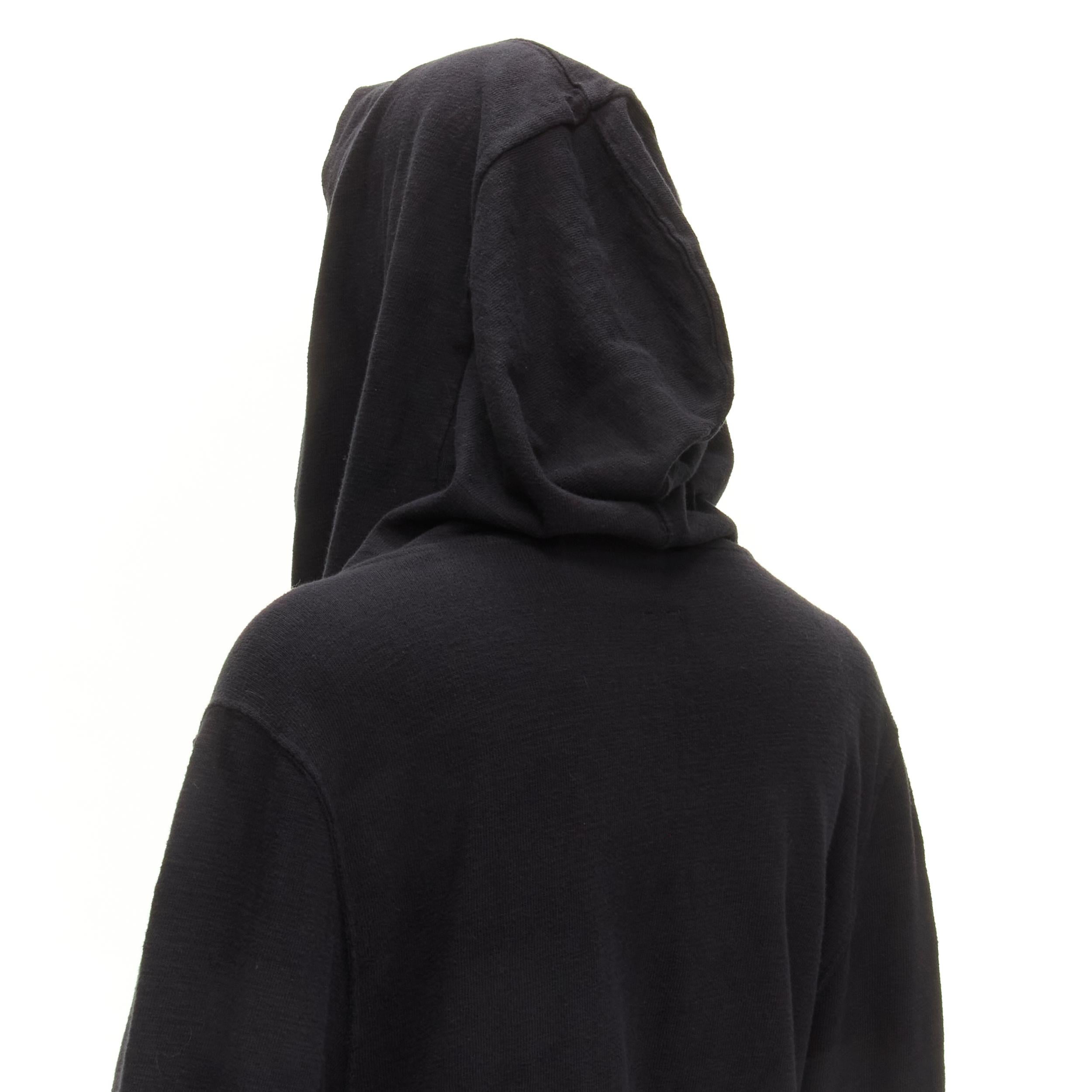 RICK OWENS DRKSHDW black cotton thick jersey hooded belted robe jacket S For Sale 4