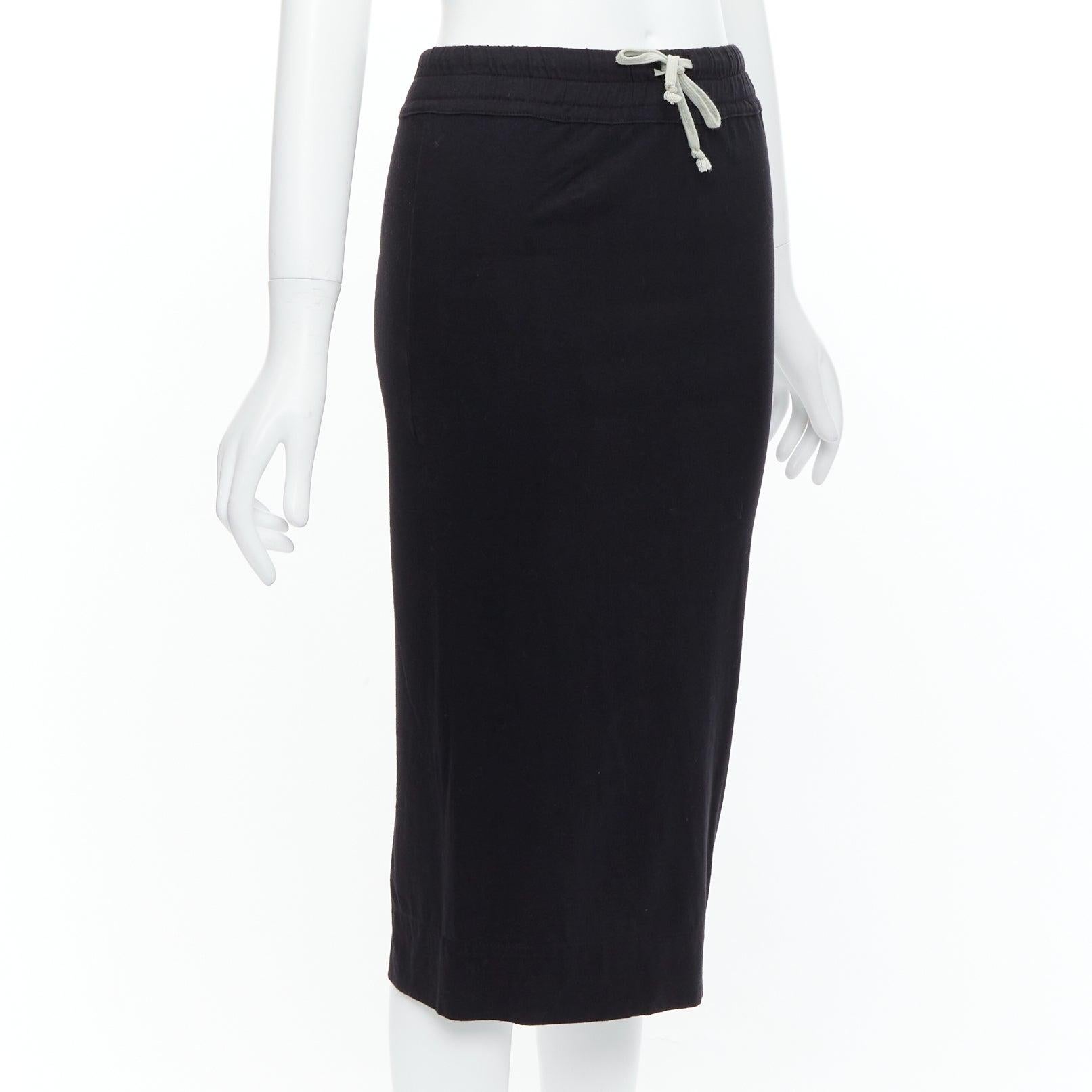 Black RICK OWENS DRKSHDW black drawstring elasticated waist back slit skirt XS For Sale