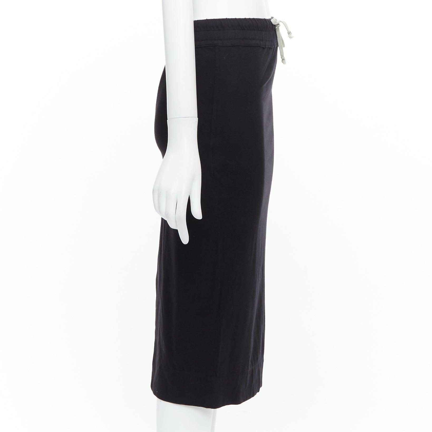 RICK OWENS DRKSHDW black drawstring elasticated waist back slit skirt XS In Good Condition For Sale In Hong Kong, NT