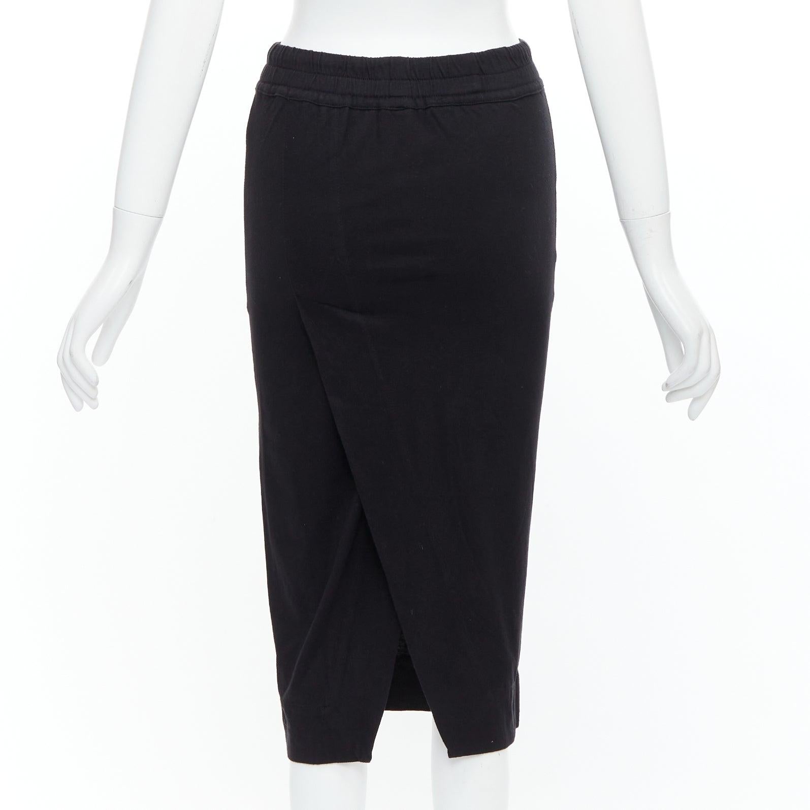 Women's RICK OWENS DRKSHDW black drawstring elasticated waist back slit skirt XS For Sale