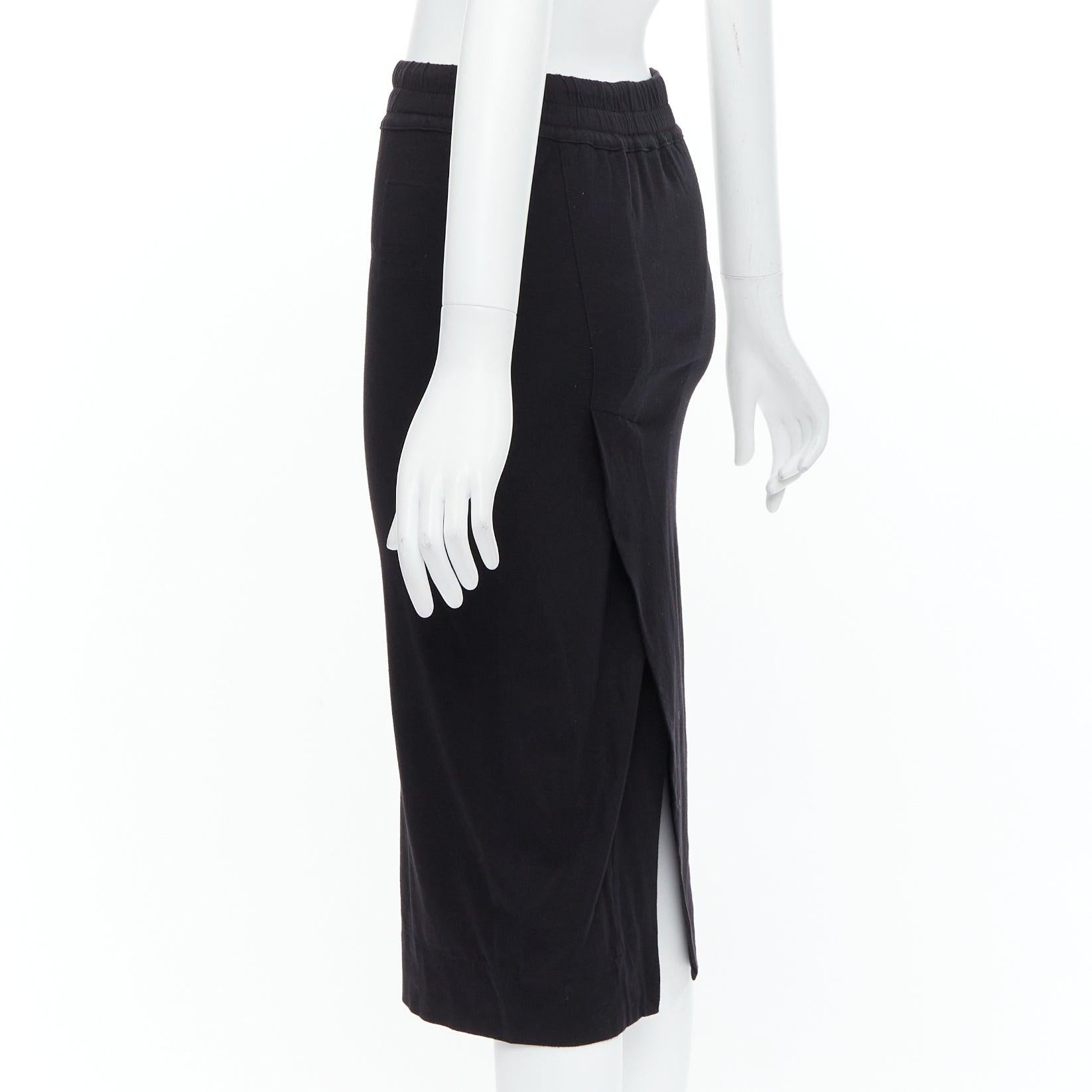 RICK OWENS DRKSHDW black drawstring elasticated waist back slit skirt XS For Sale 1