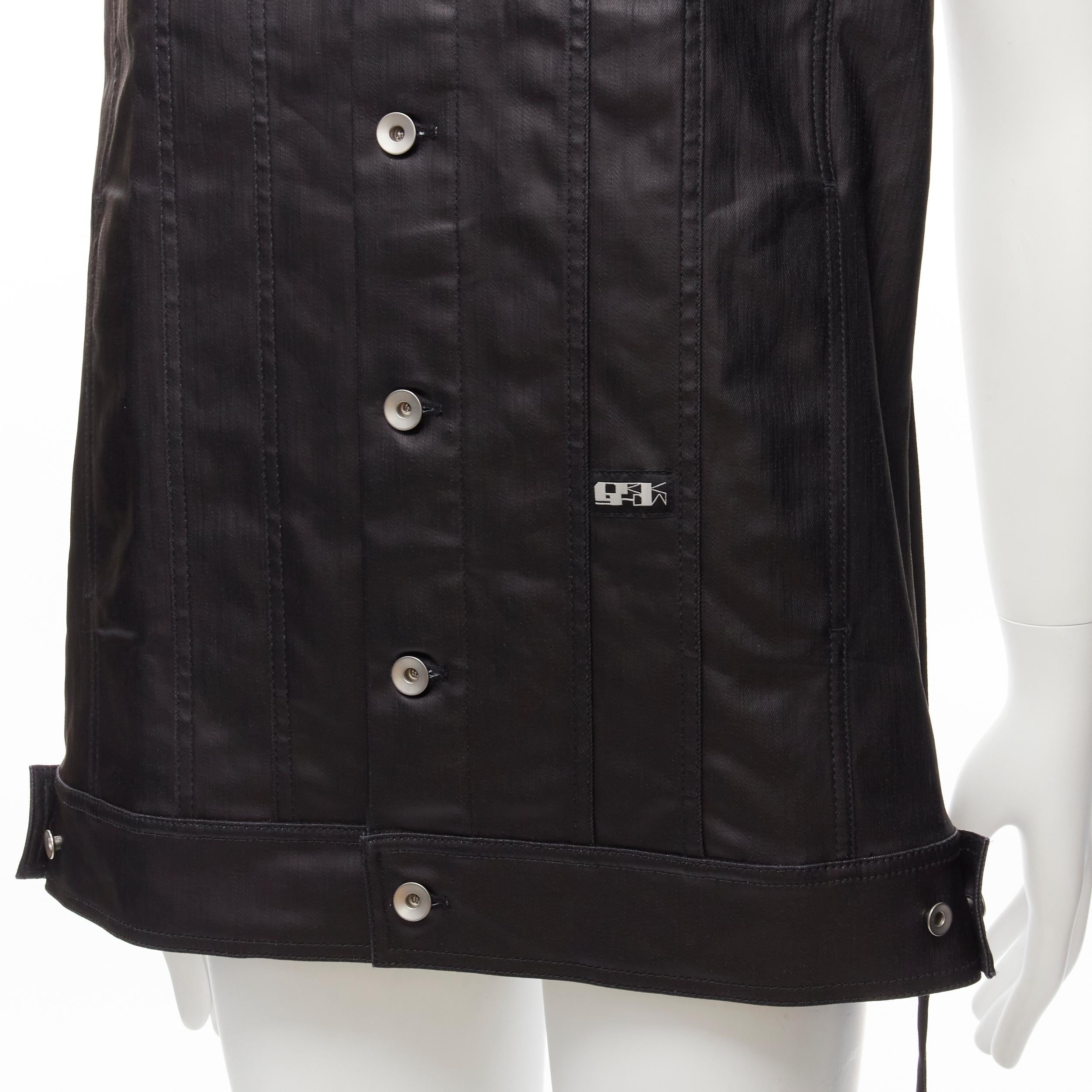 Black RICK OWENS DRKSHDW Jumbo Trucker black coated denim deconstructed vest M